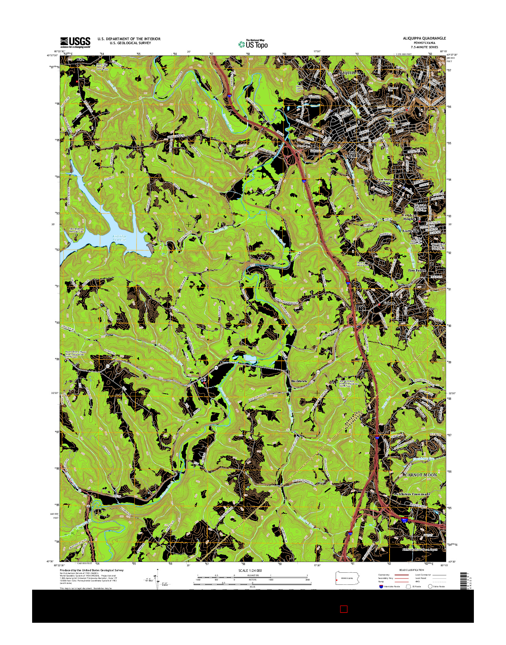 USGS US TOPO 7.5-MINUTE MAP FOR ALIQUIPPA, PA 2016