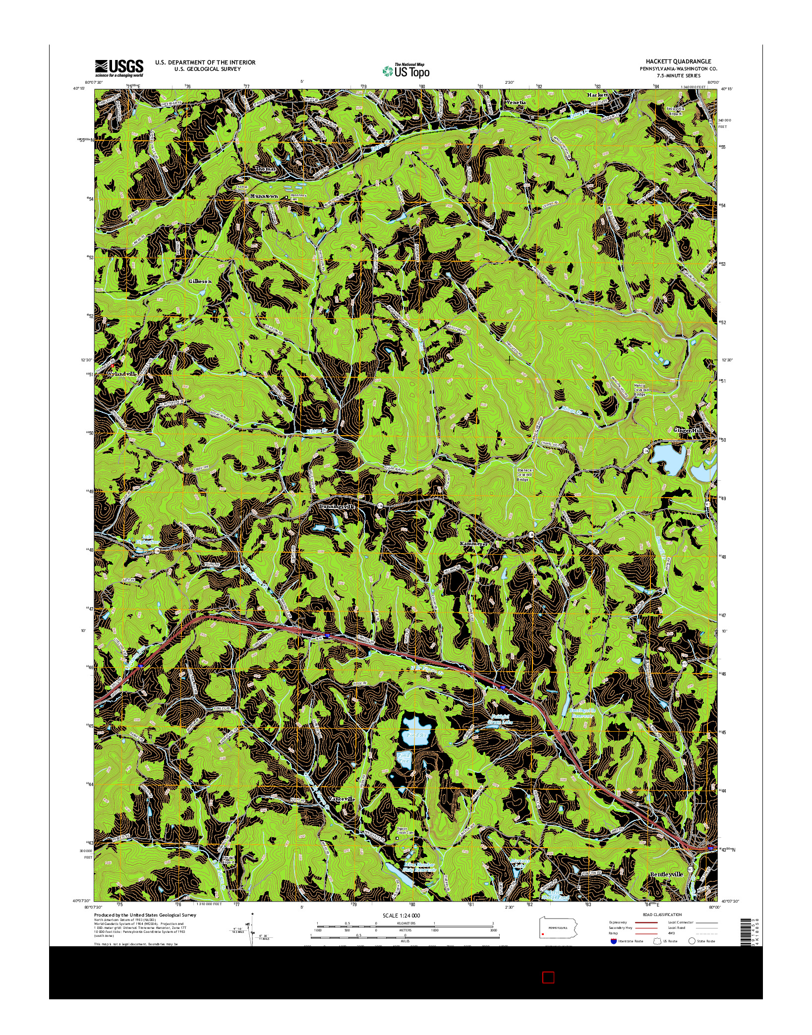 USGS US TOPO 7.5-MINUTE MAP FOR HACKETT, PA 2016