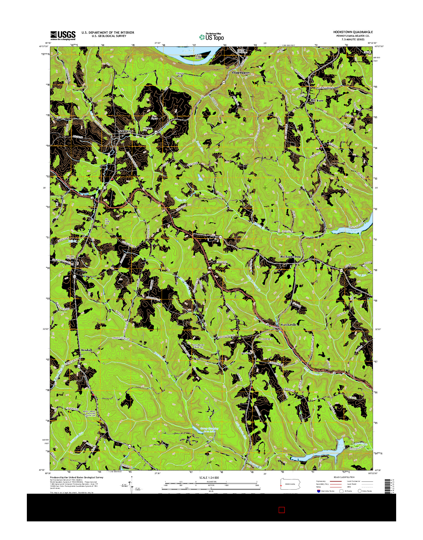 USGS US TOPO 7.5-MINUTE MAP FOR HOOKSTOWN, PA 2016