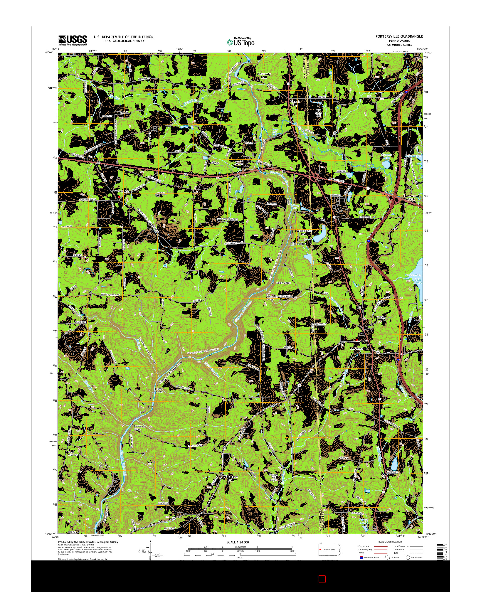 USGS US TOPO 7.5-MINUTE MAP FOR PORTERSVILLE, PA 2016