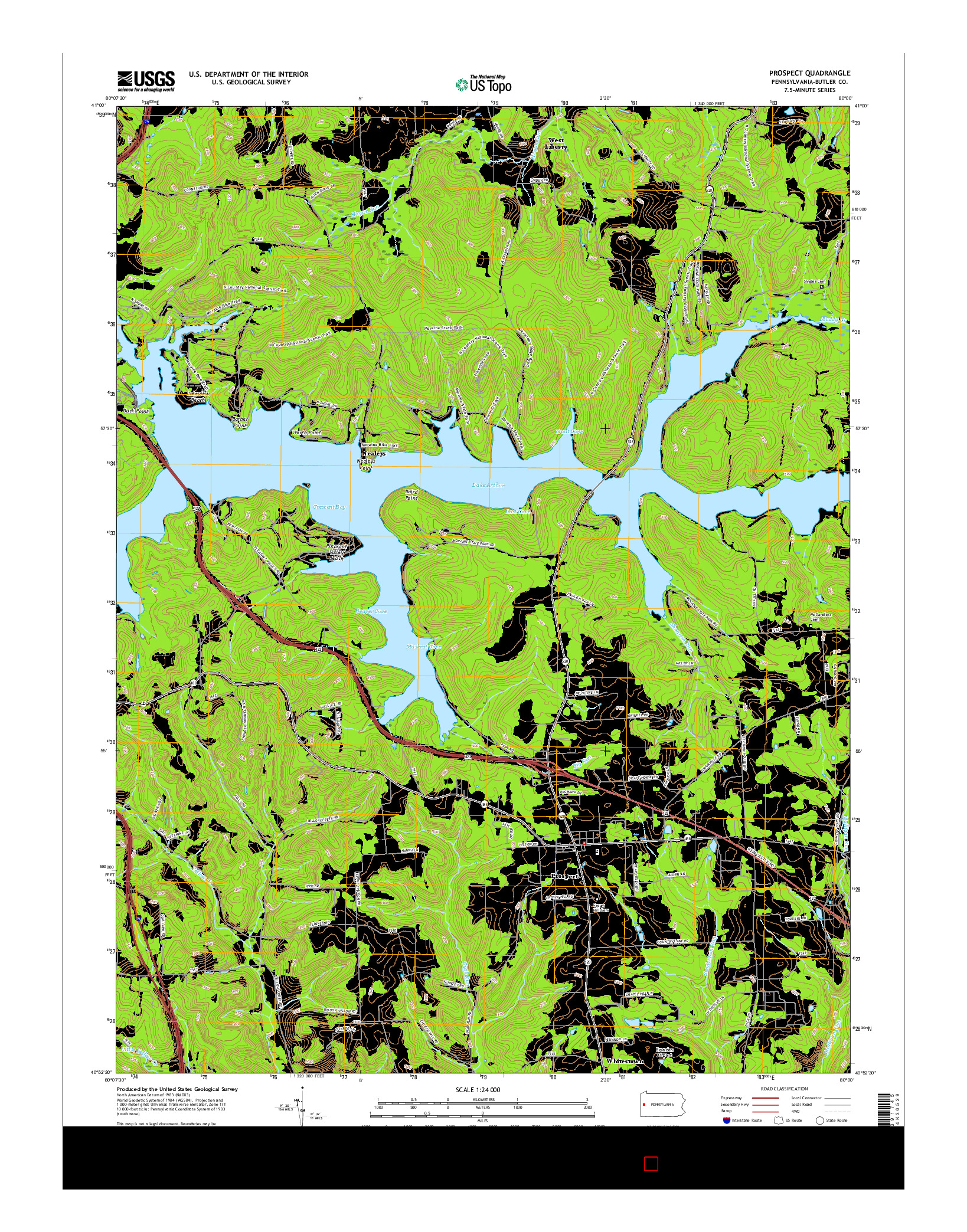 USGS US TOPO 7.5-MINUTE MAP FOR PROSPECT, PA 2016