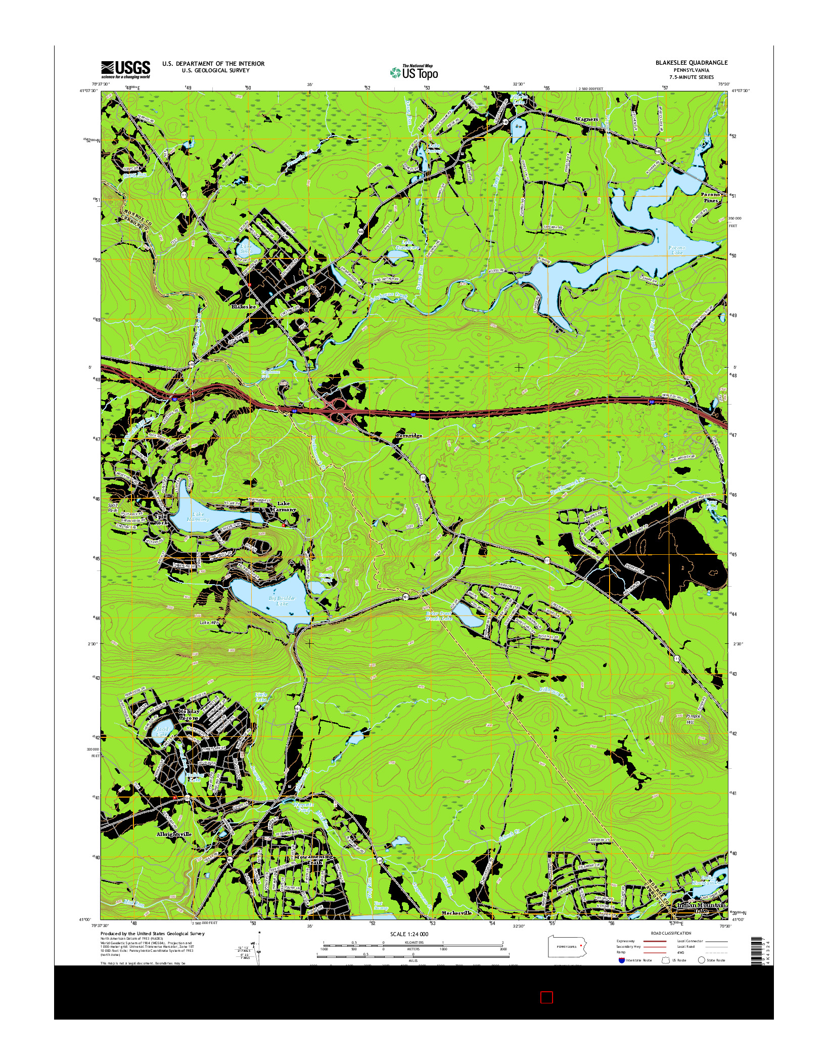 USGS US TOPO 7.5-MINUTE MAP FOR BLAKESLEE, PA 2016