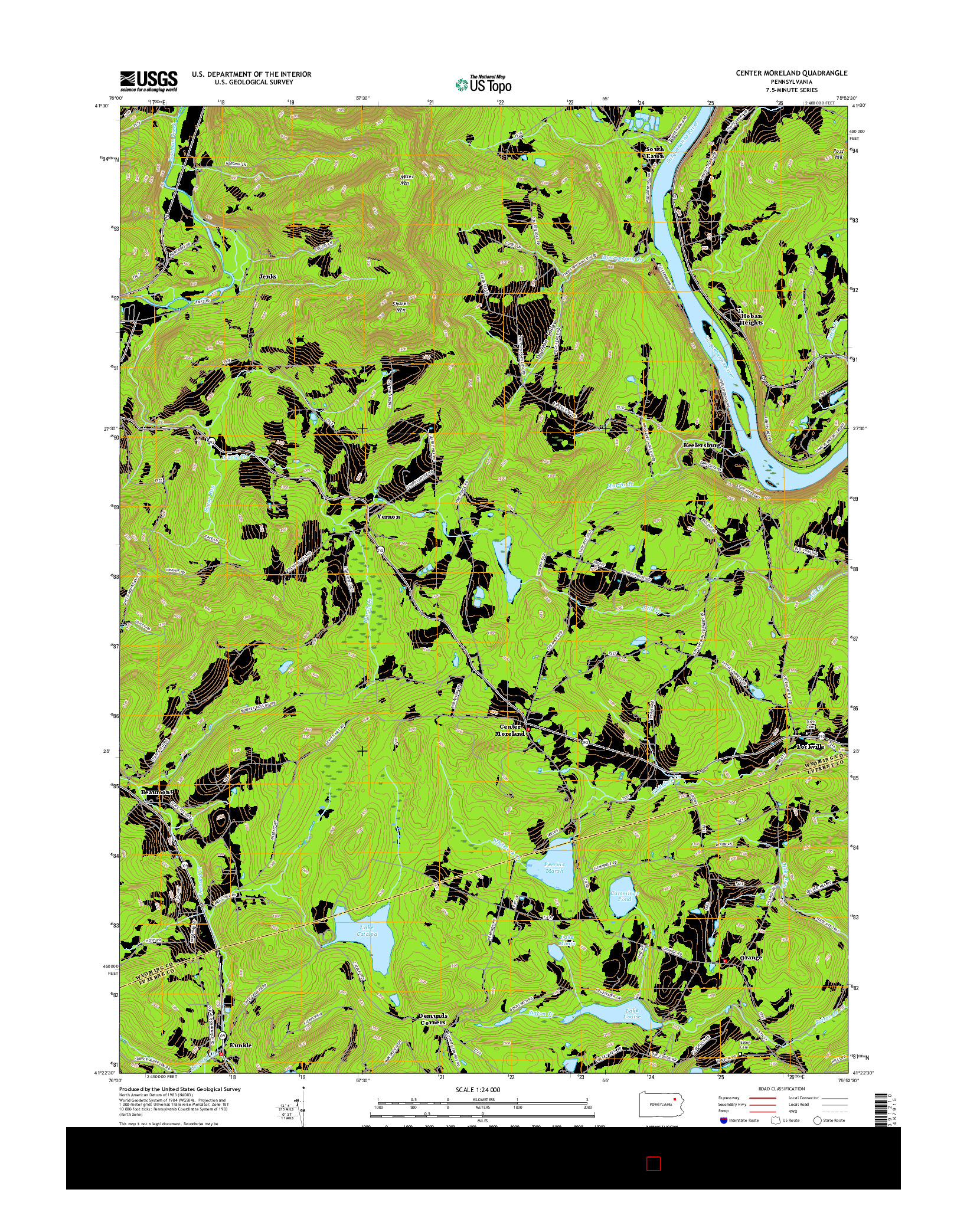 USGS US TOPO 7.5-MINUTE MAP FOR CENTER MORELAND, PA 2016