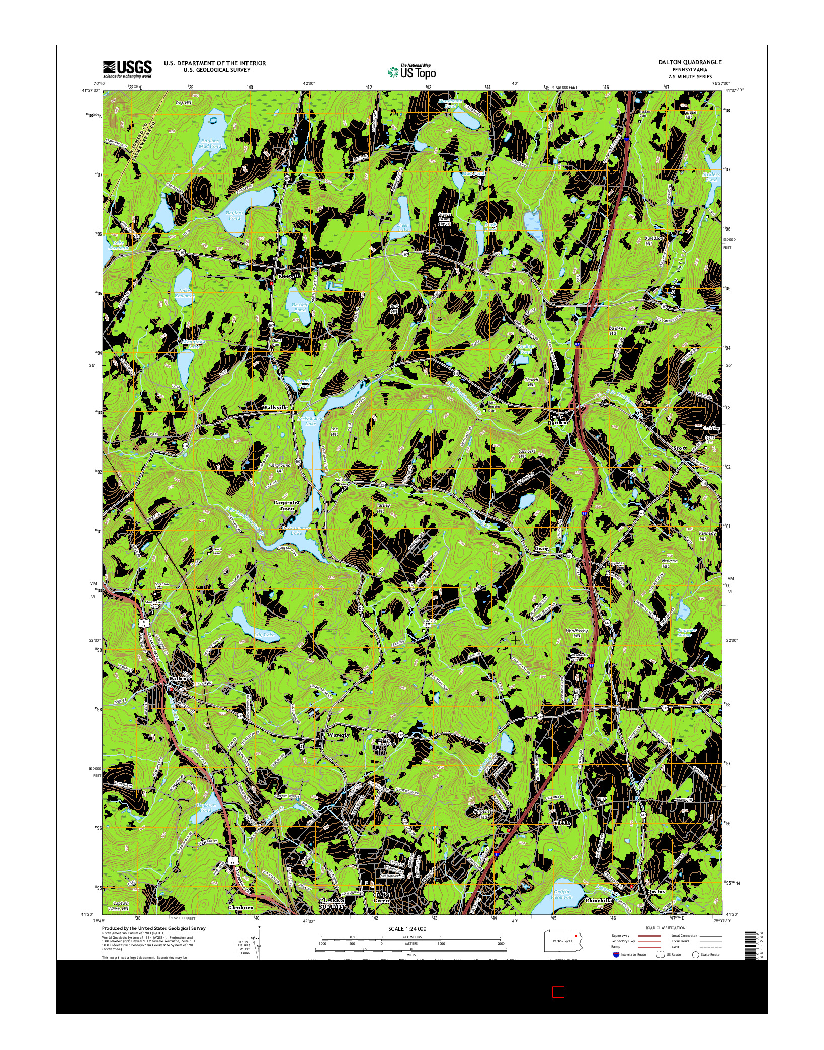 USGS US TOPO 7.5-MINUTE MAP FOR DALTON, PA 2016