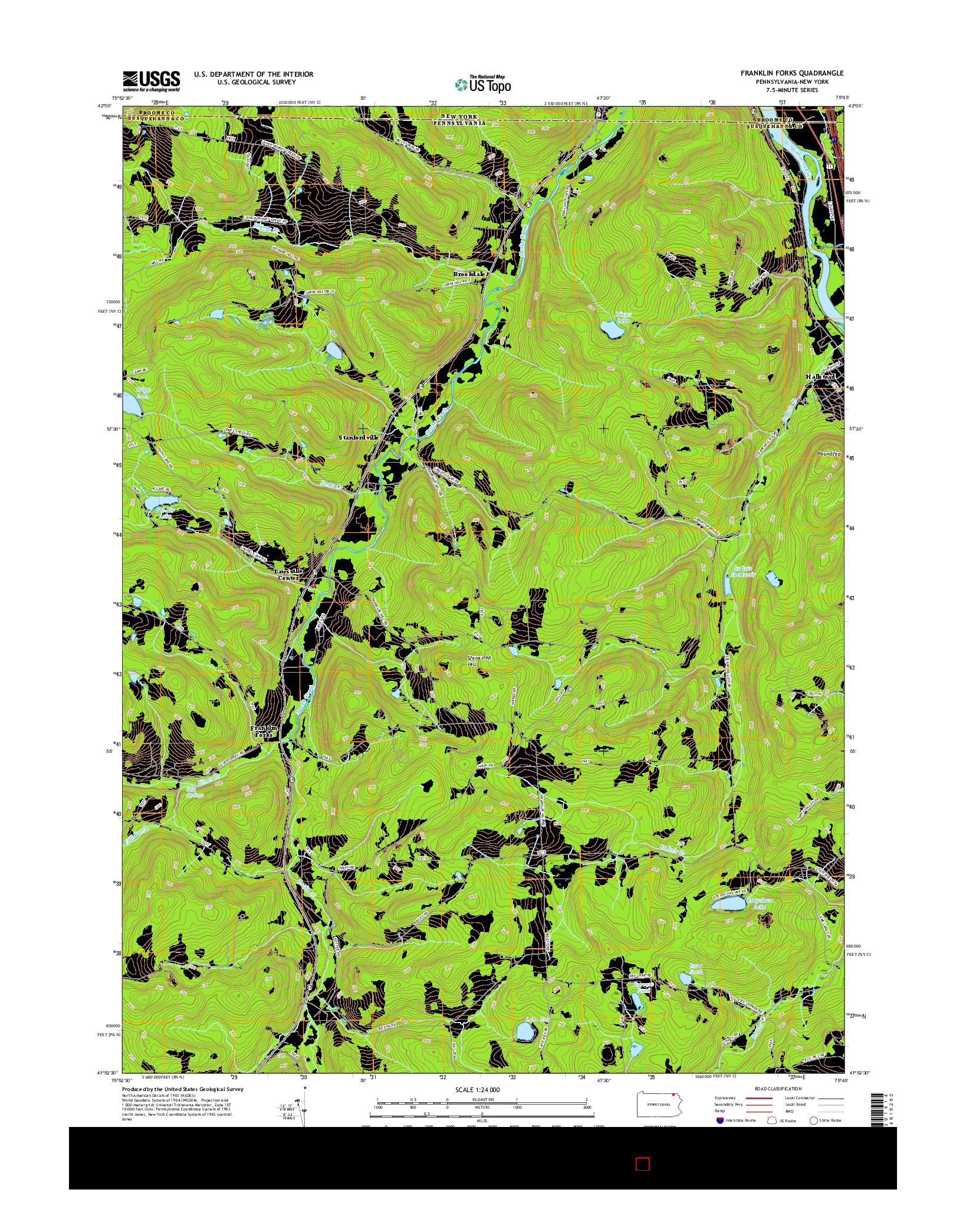 USGS US TOPO 7.5-MINUTE MAP FOR FRANKLIN FORKS, PA-NY 2016