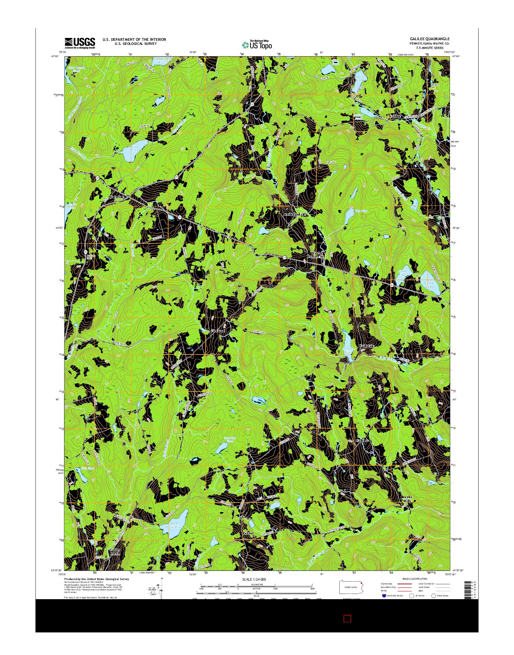 USGS US TOPO 7.5-MINUTE MAP FOR GALILEE, PA 2016