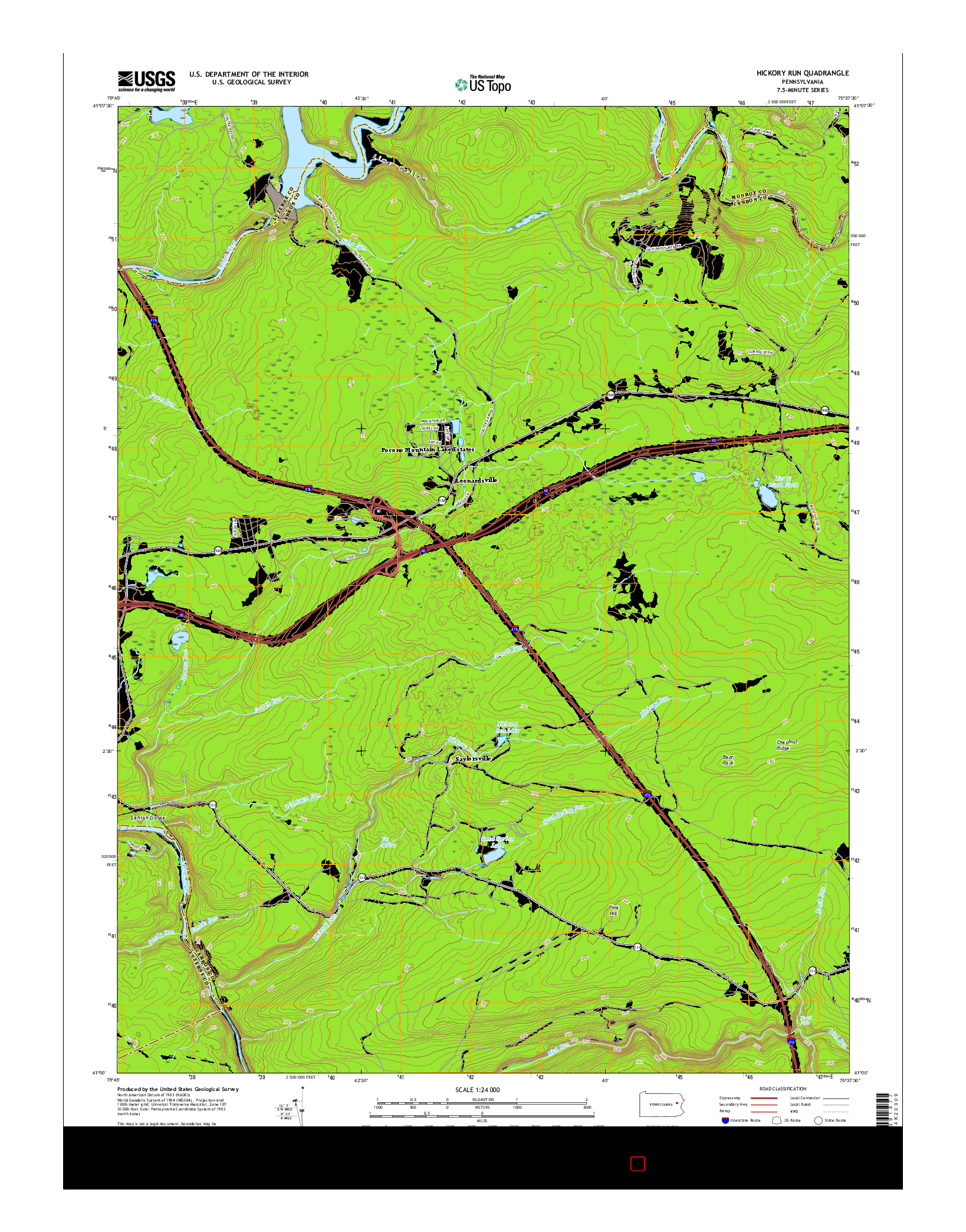 USGS US TOPO 7.5-MINUTE MAP FOR HICKORY RUN, PA 2016