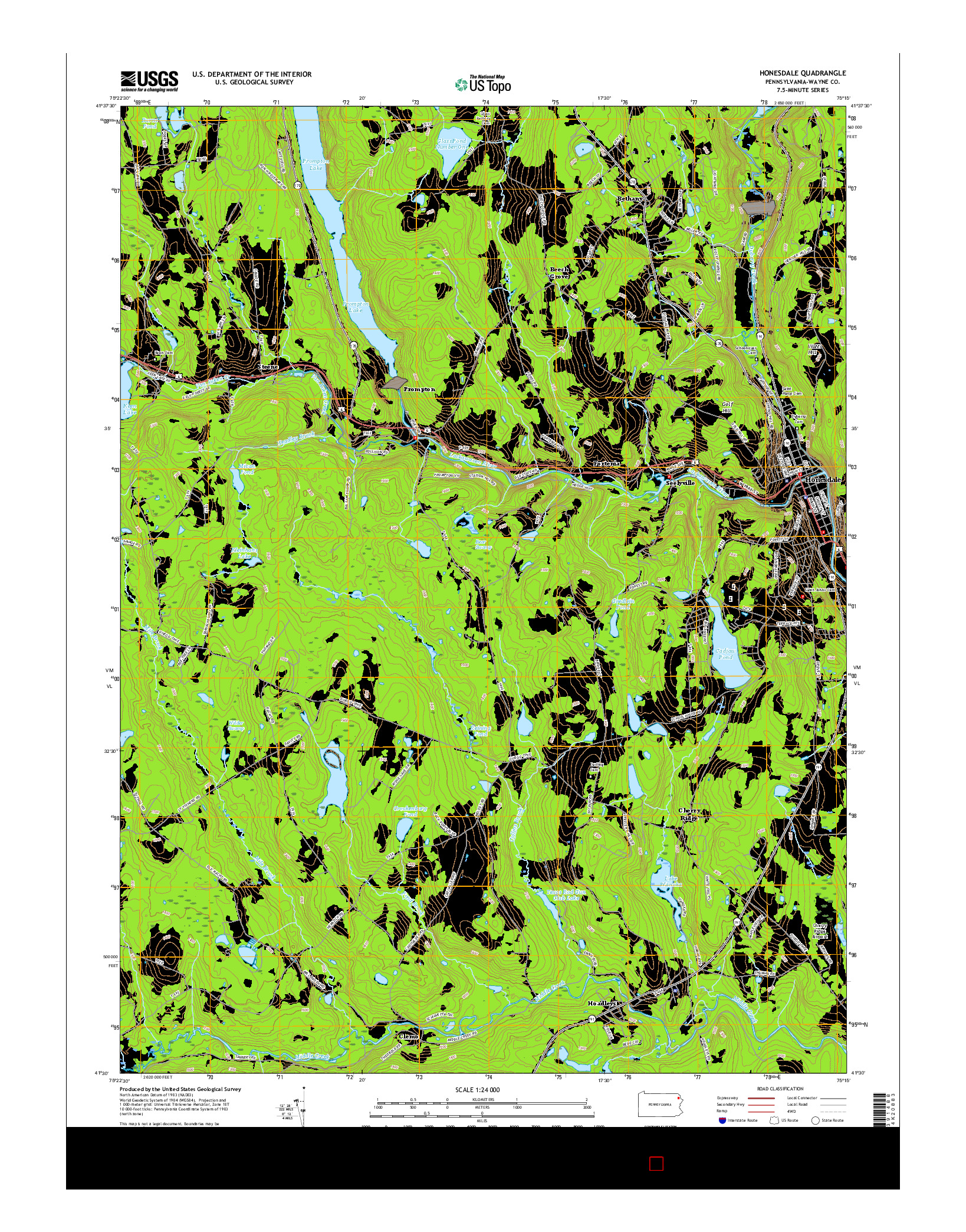 USGS US TOPO 7.5-MINUTE MAP FOR HONESDALE, PA 2016