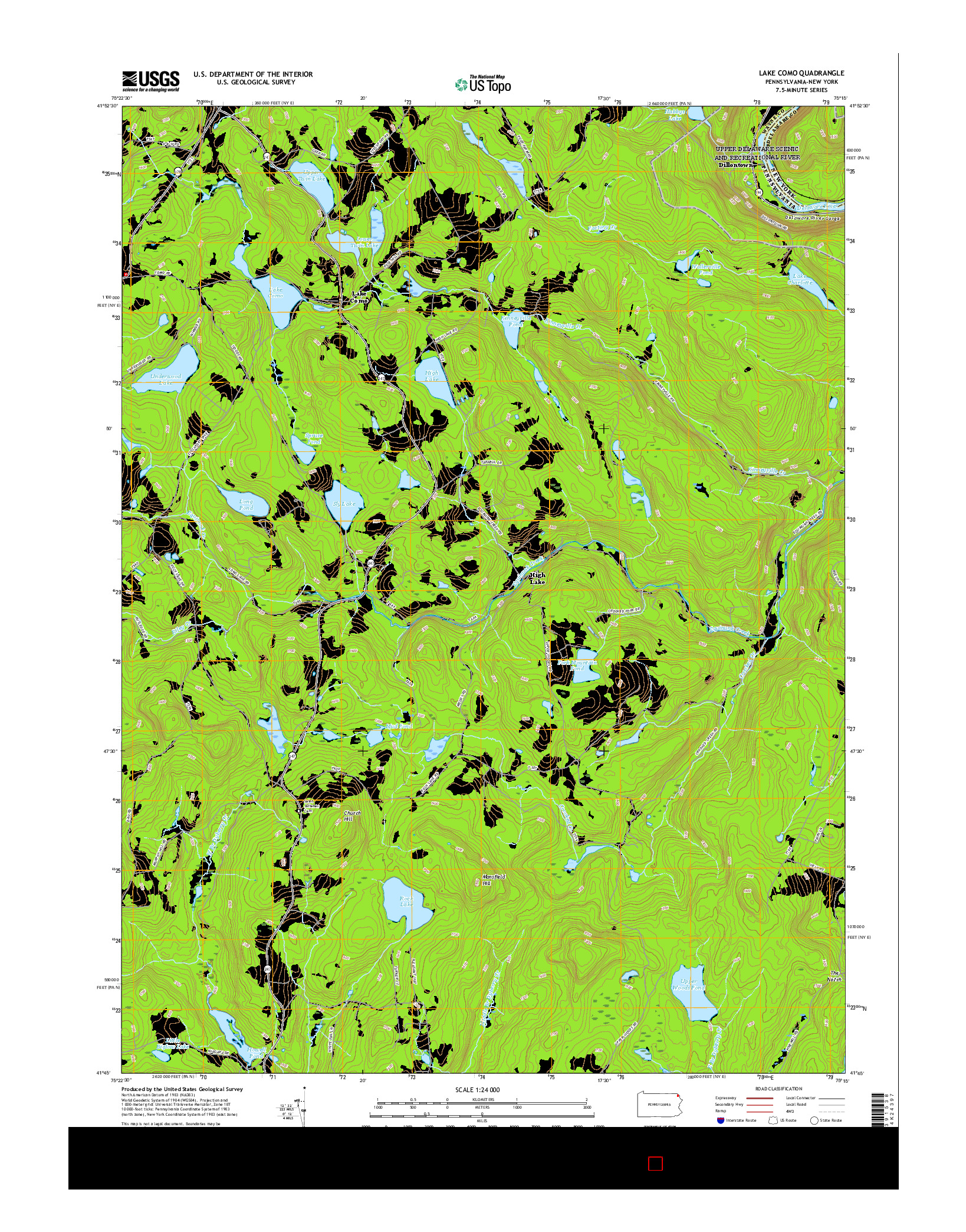 USGS US TOPO 7.5-MINUTE MAP FOR LAKE COMO, PA-NY 2016