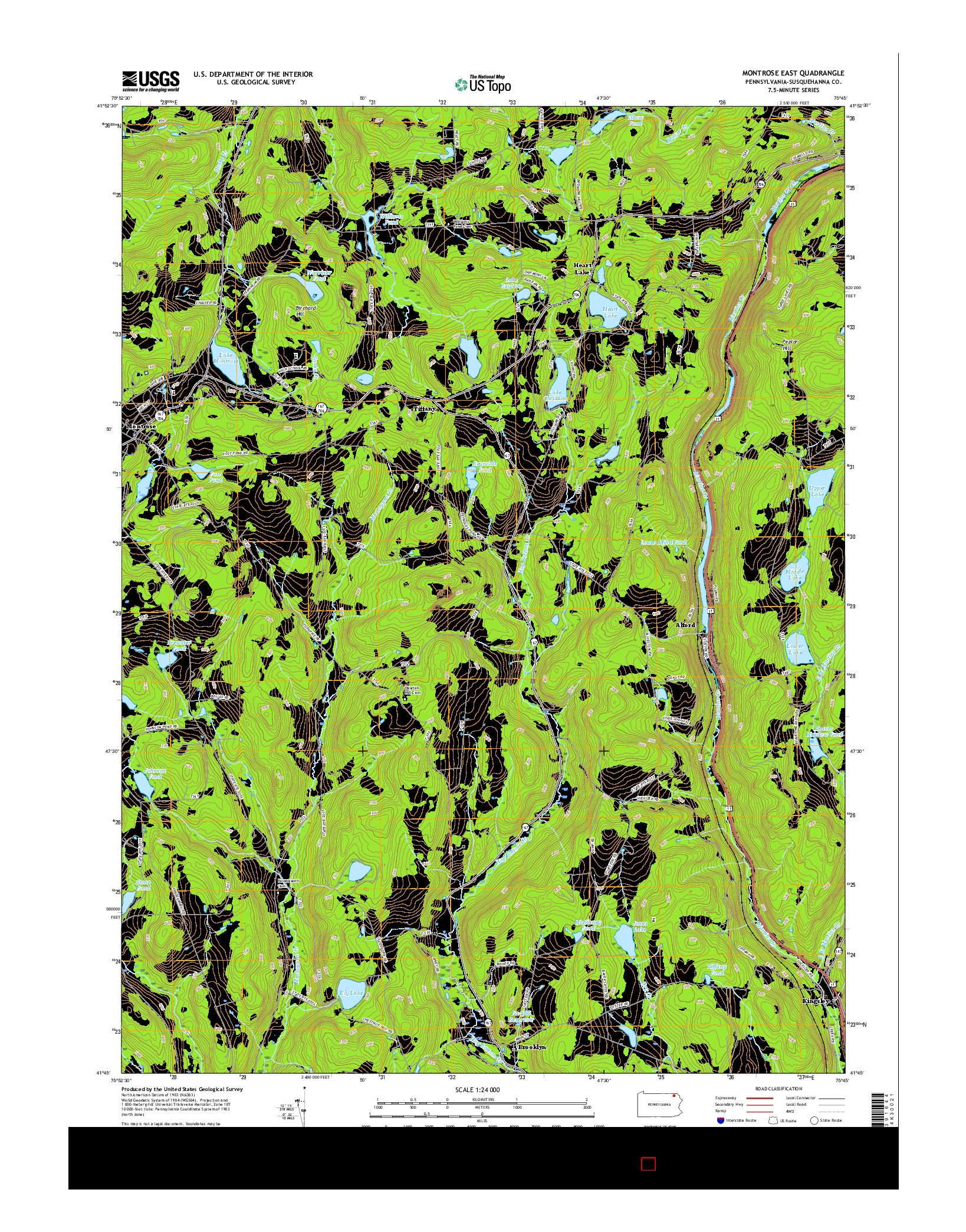 USGS US TOPO 7.5-MINUTE MAP FOR MONTROSE EAST, PA 2016