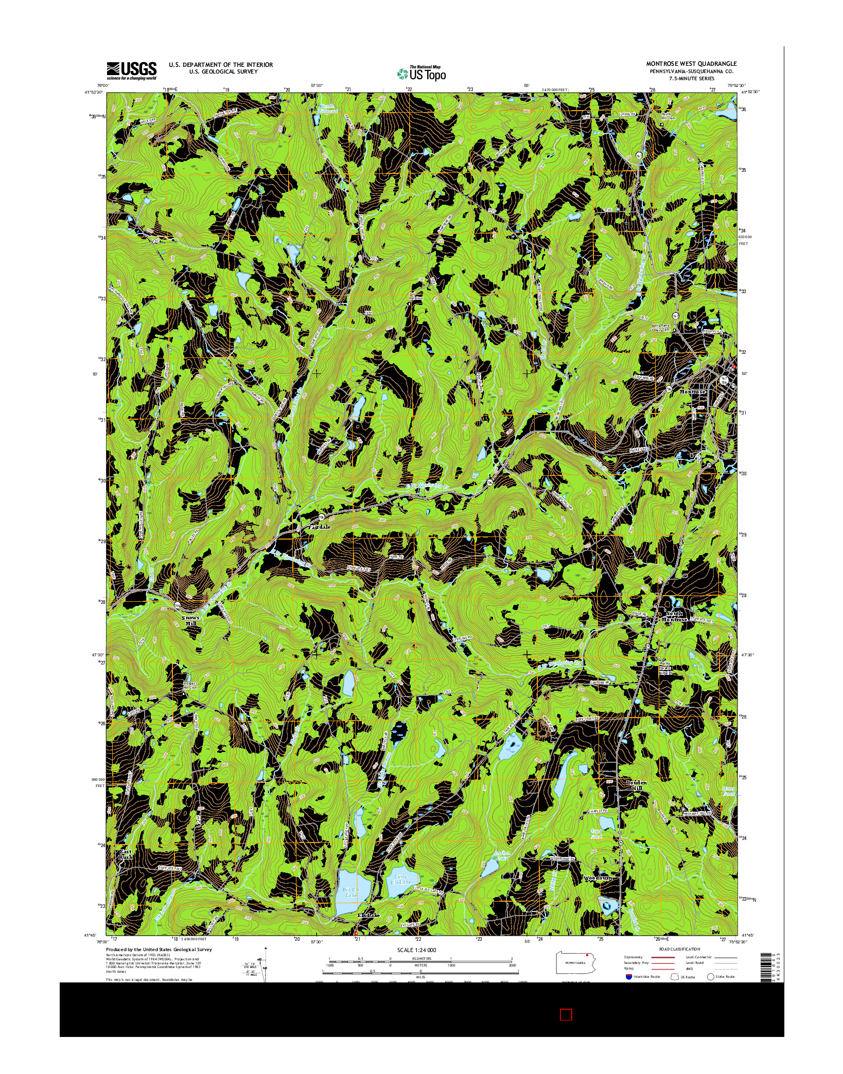 USGS US TOPO 7.5-MINUTE MAP FOR MONTROSE WEST, PA 2016