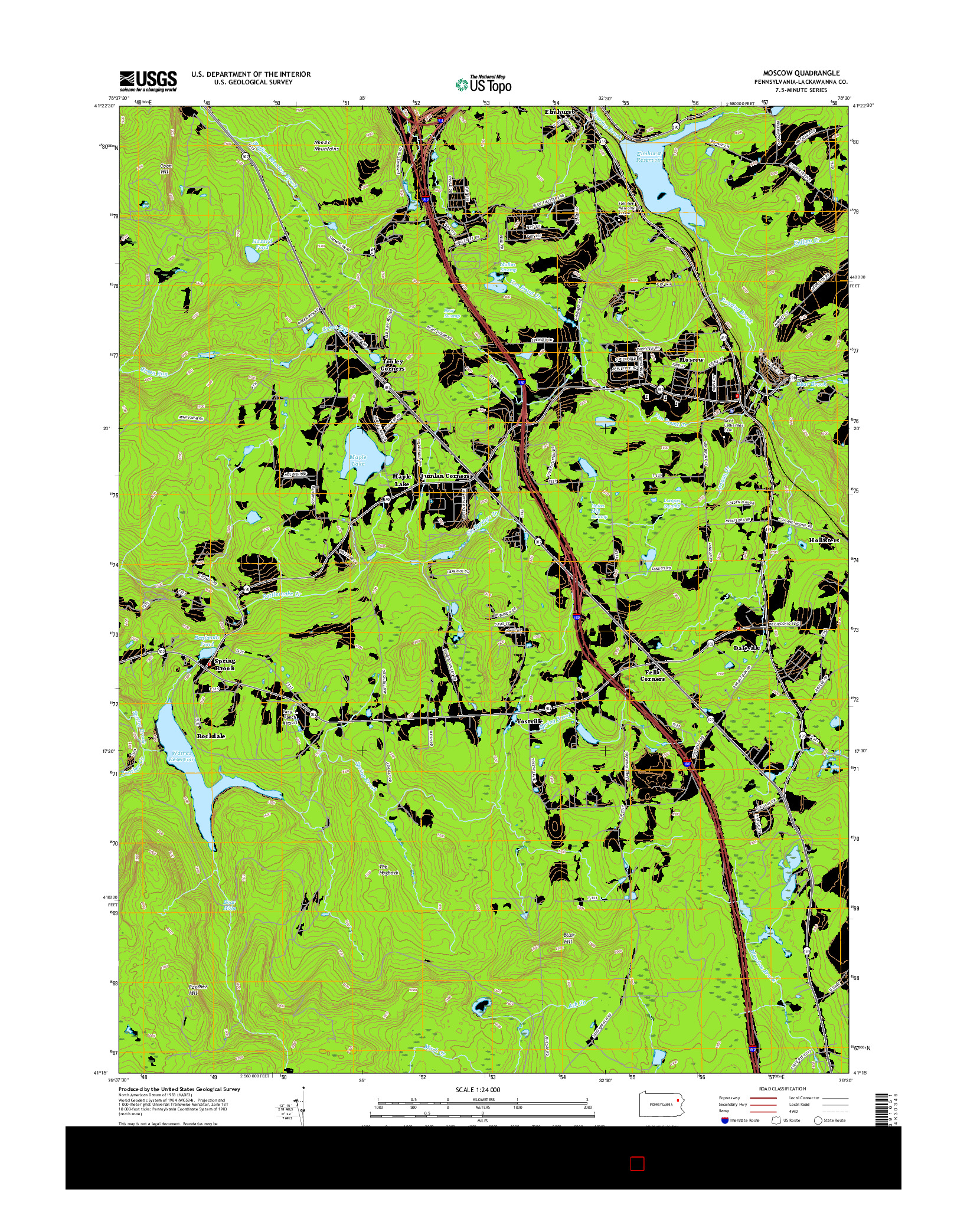 USGS US TOPO 7.5-MINUTE MAP FOR MOSCOW, PA 2016