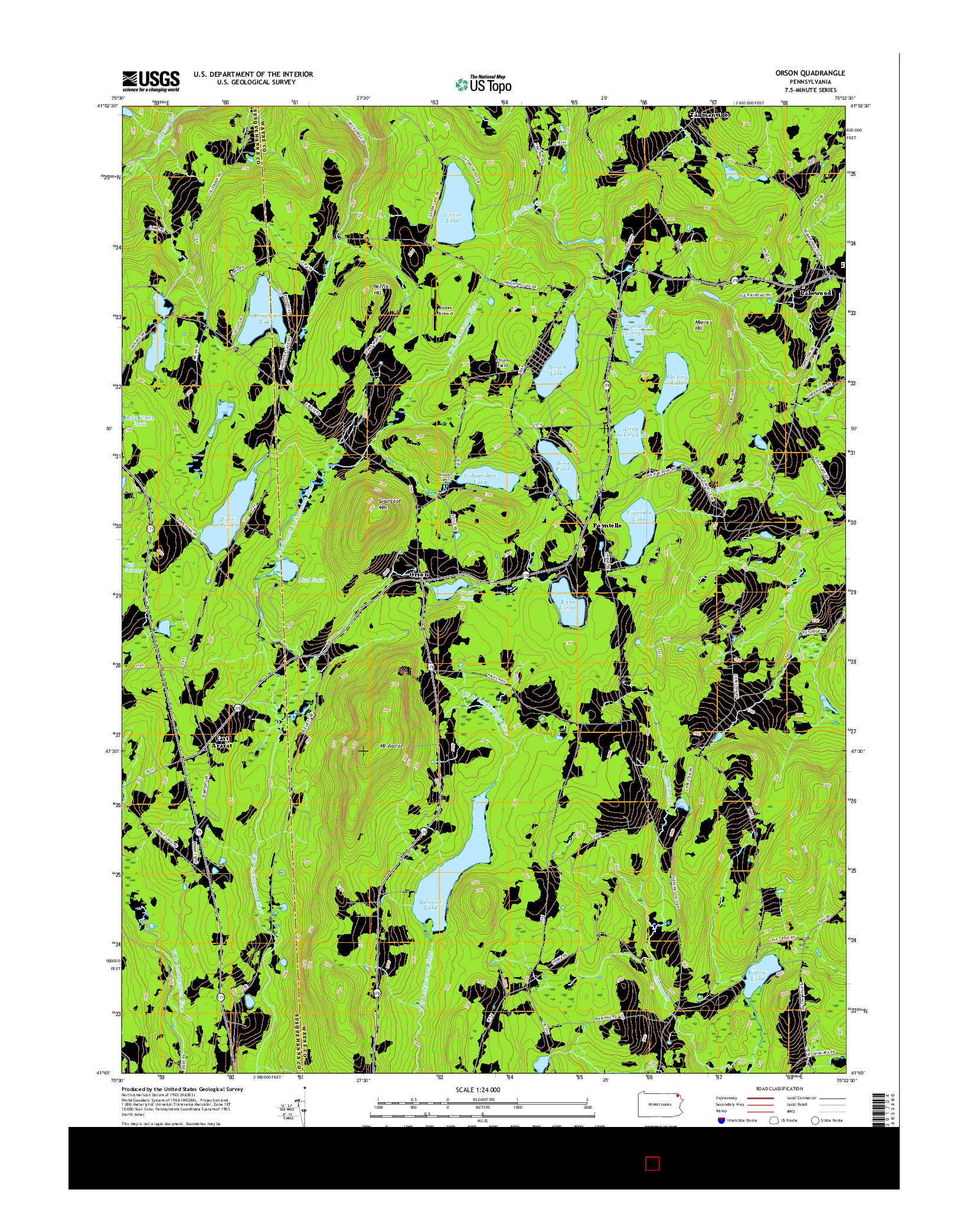 USGS US TOPO 7.5-MINUTE MAP FOR ORSON, PA 2016