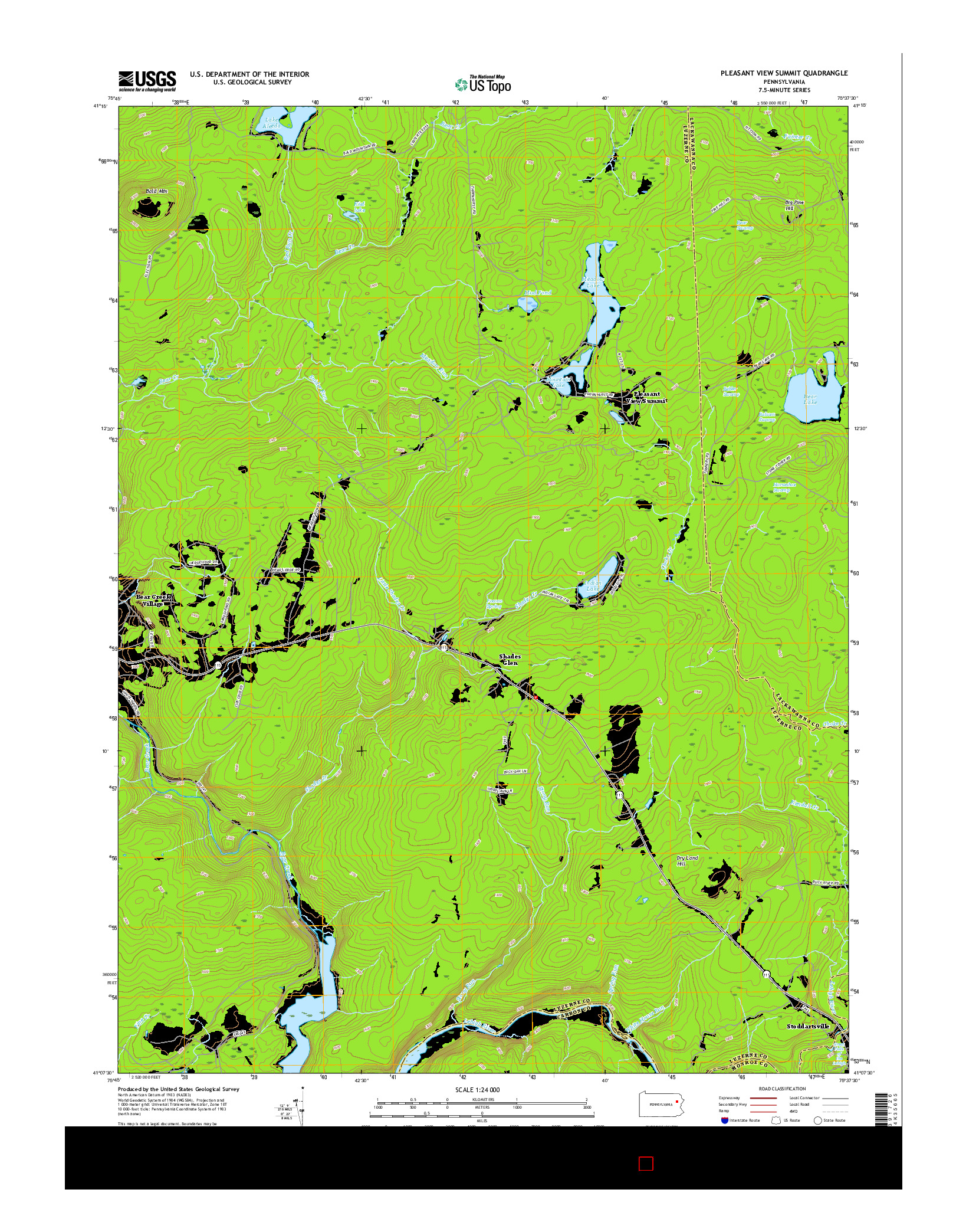 USGS US TOPO 7.5-MINUTE MAP FOR PLEASANT VIEW SUMMIT, PA 2016