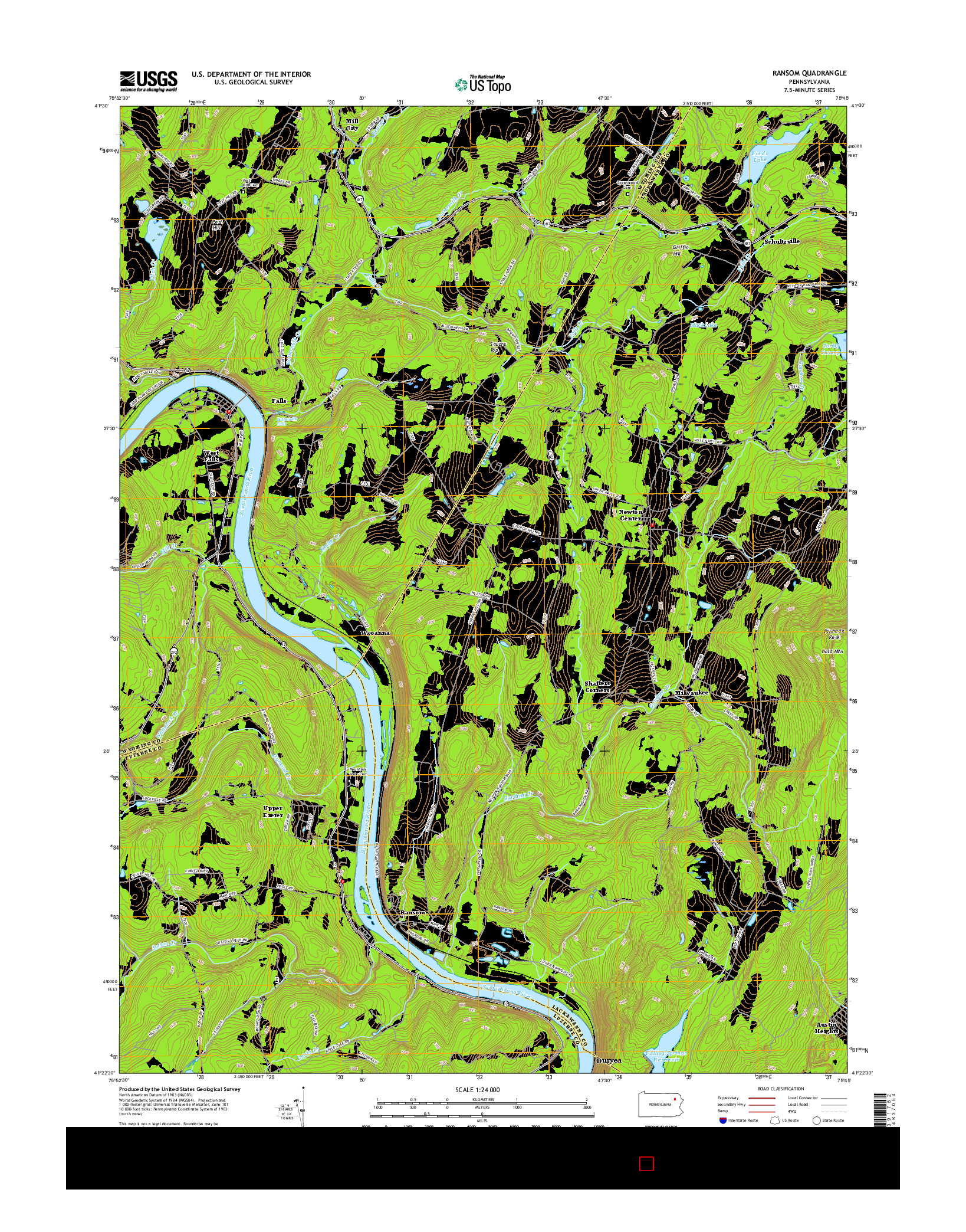 USGS US TOPO 7.5-MINUTE MAP FOR RANSOM, PA 2016