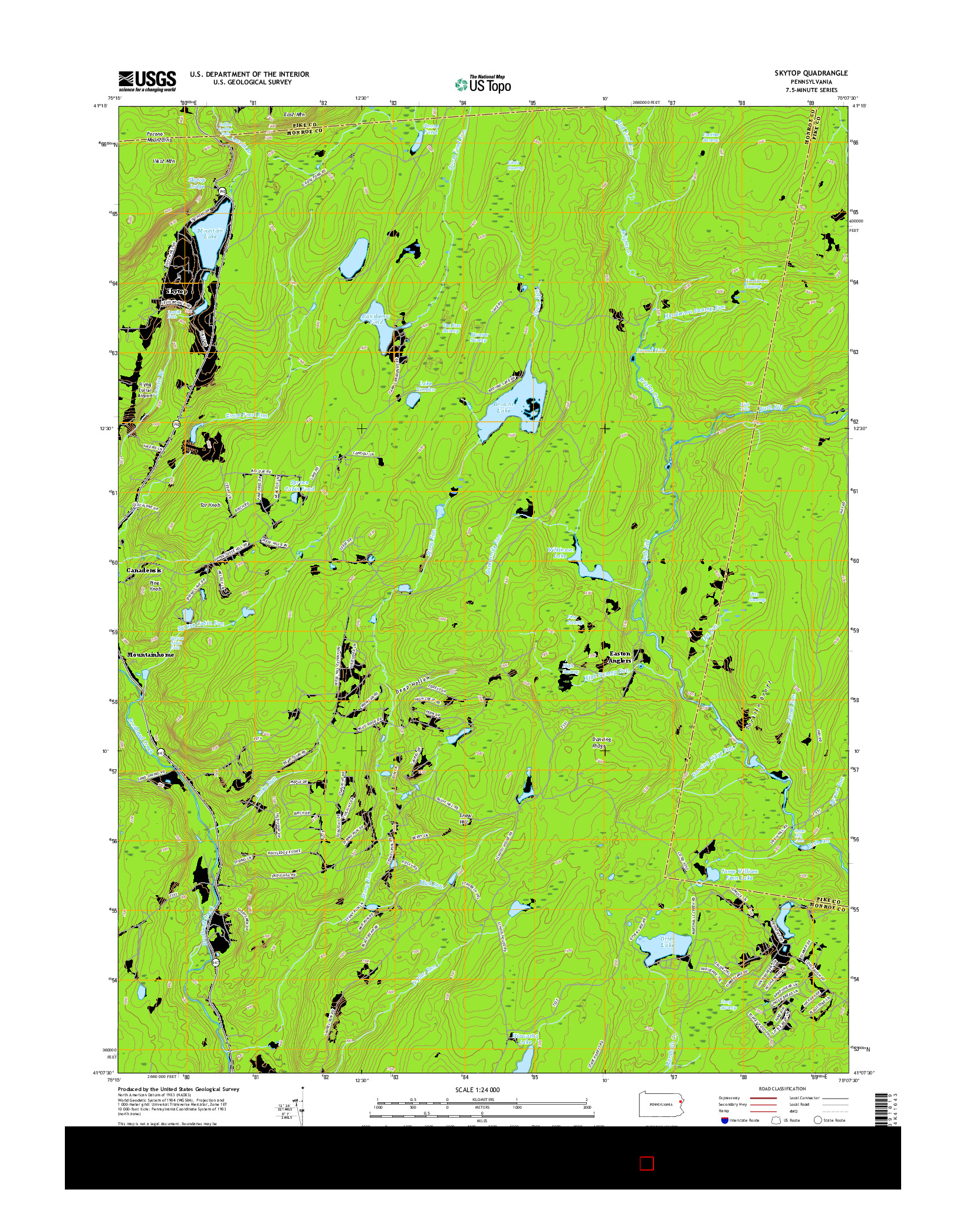 USGS US TOPO 7.5-MINUTE MAP FOR SKYTOP, PA 2016
