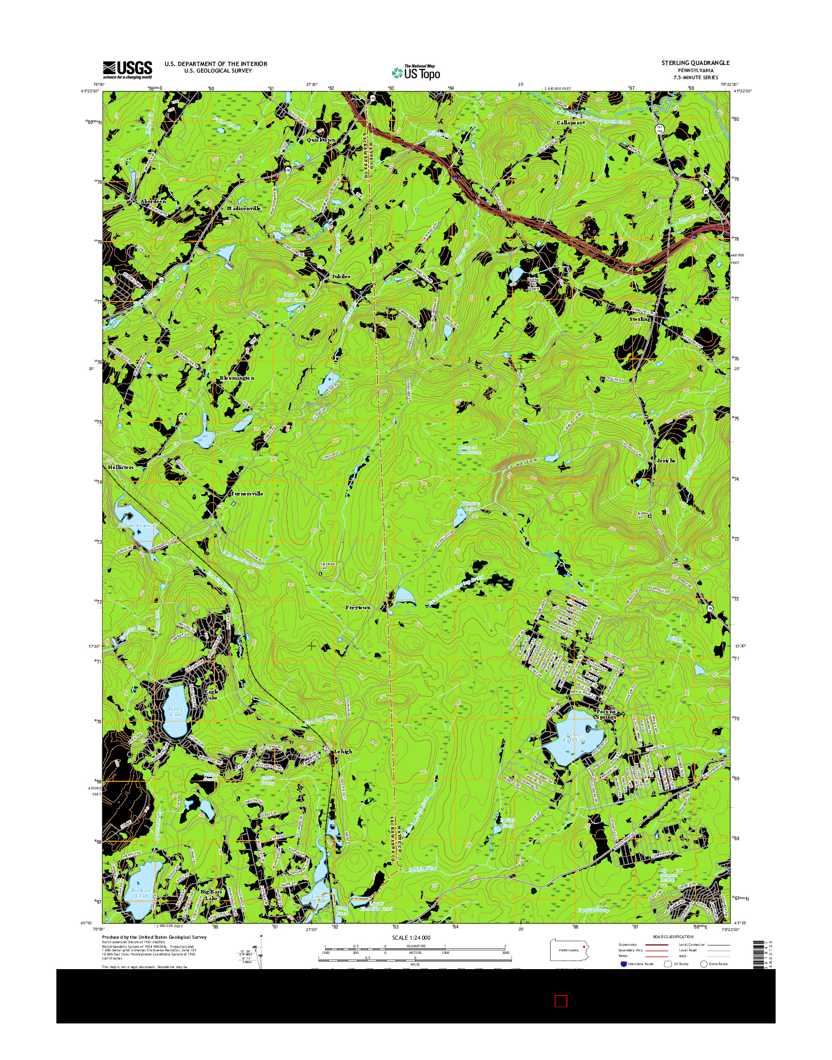 USGS US TOPO 7.5-MINUTE MAP FOR STERLING, PA 2016