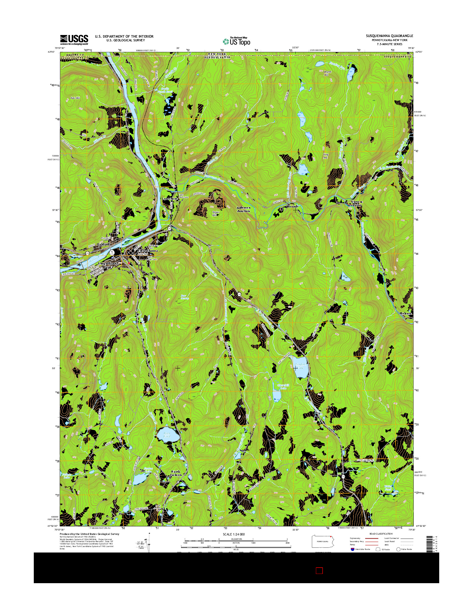 USGS US TOPO 7.5-MINUTE MAP FOR SUSQUEHANNA, PA-NY 2016