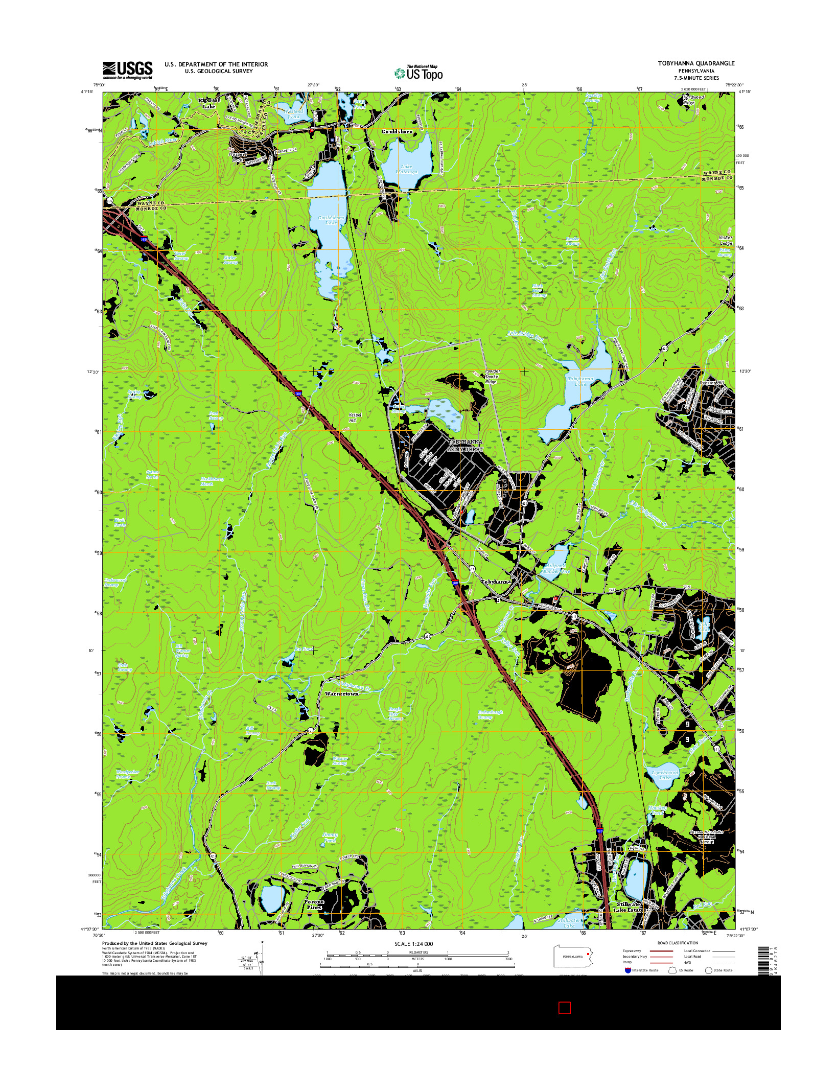 USGS US TOPO 7.5-MINUTE MAP FOR TOBYHANNA, PA 2016