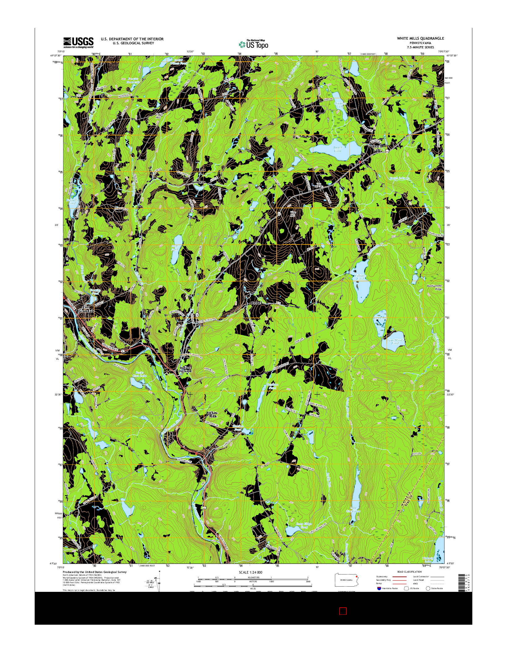USGS US TOPO 7.5-MINUTE MAP FOR WHITE MILLS, PA 2016