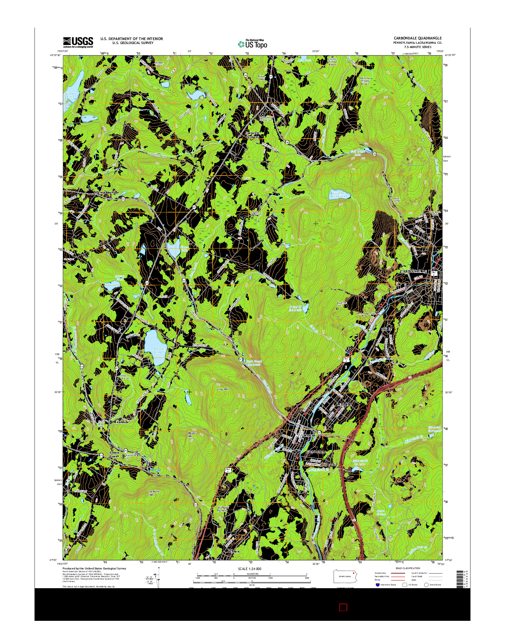 USGS US TOPO 7.5-MINUTE MAP FOR CARBONDALE, PA 2016