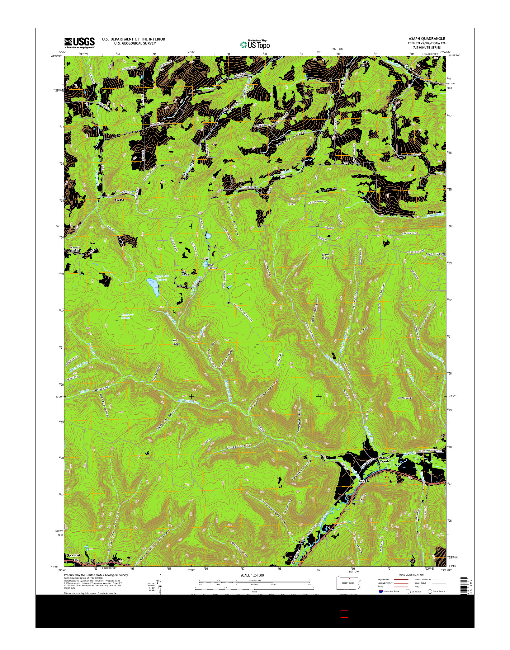 USGS US TOPO 7.5-MINUTE MAP FOR ASAPH, PA 2016