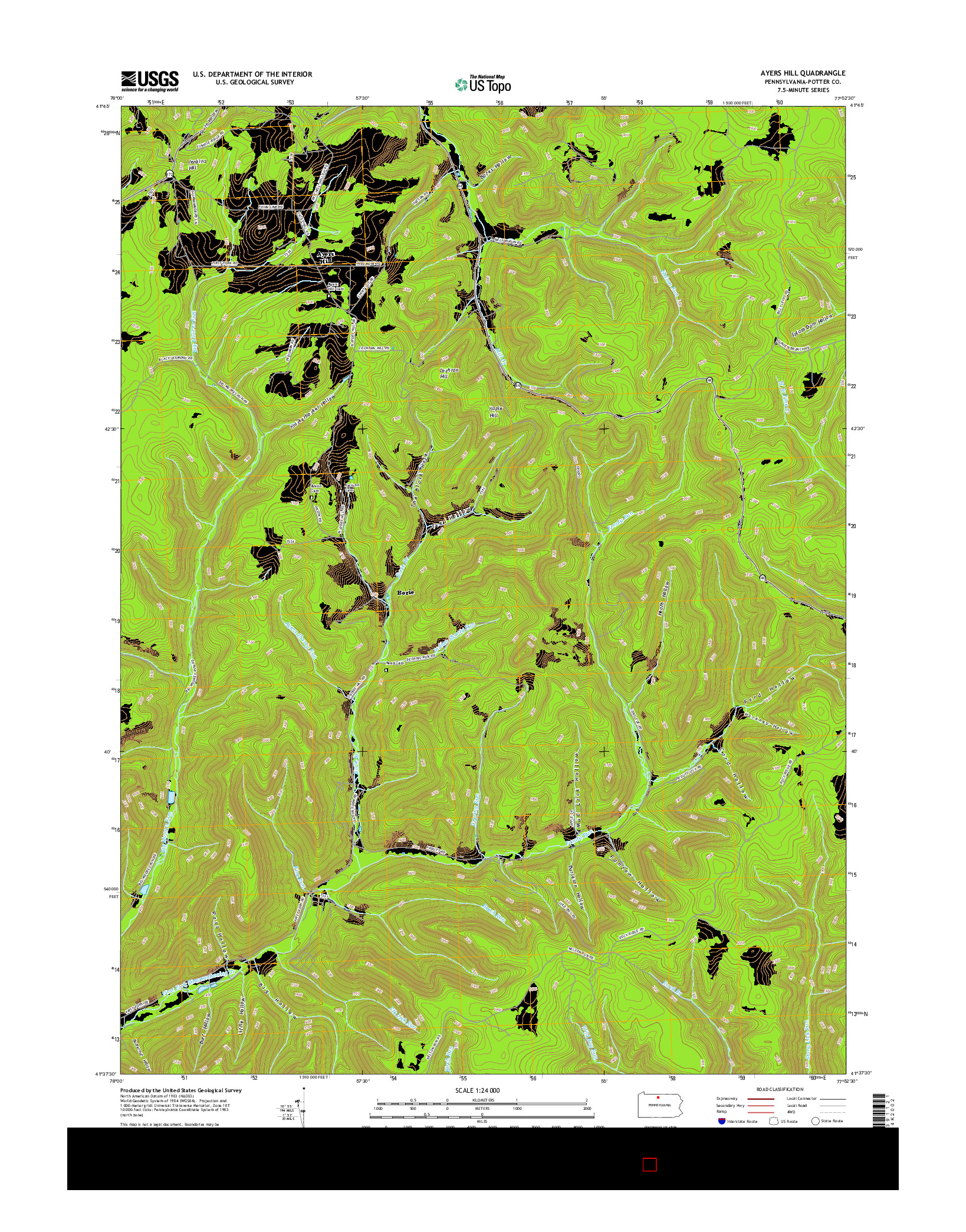 USGS US TOPO 7.5-MINUTE MAP FOR AYERS HILL, PA 2016