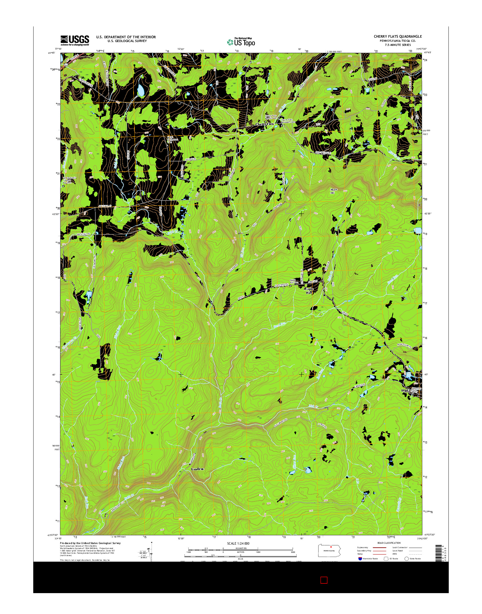 USGS US TOPO 7.5-MINUTE MAP FOR CHERRY FLATS, PA 2016