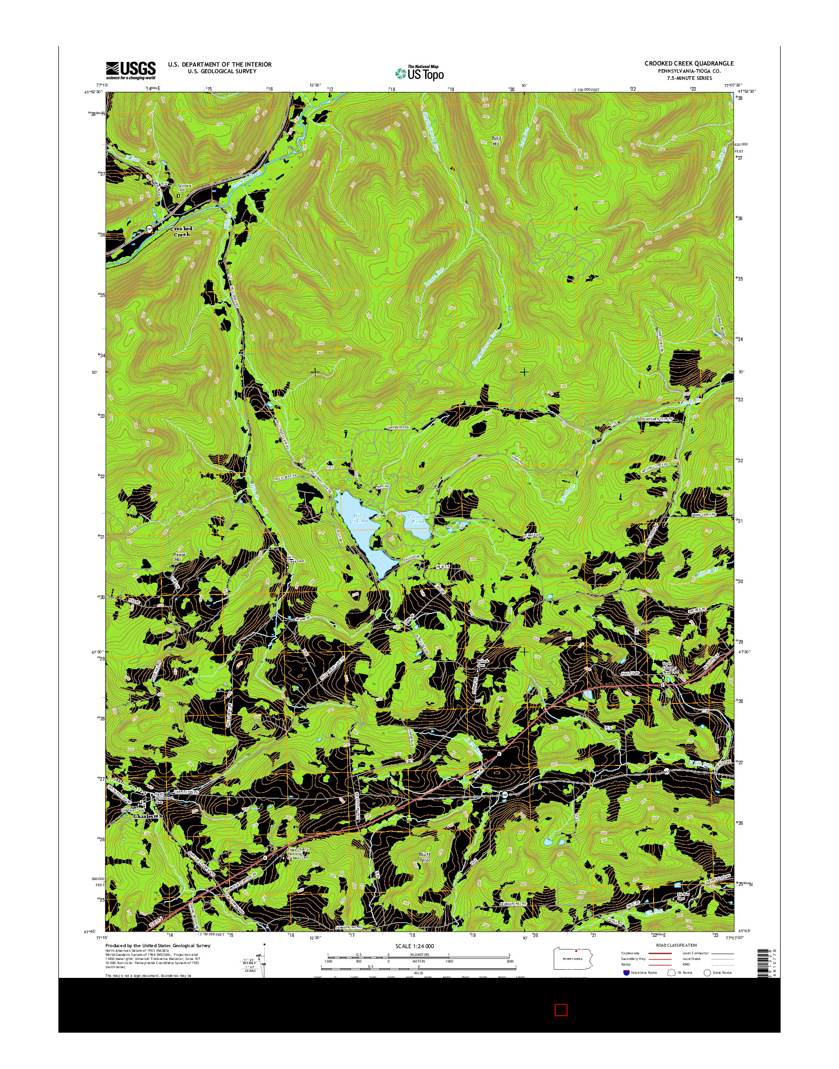 USGS US TOPO 7.5-MINUTE MAP FOR CROOKED CREEK, PA 2016