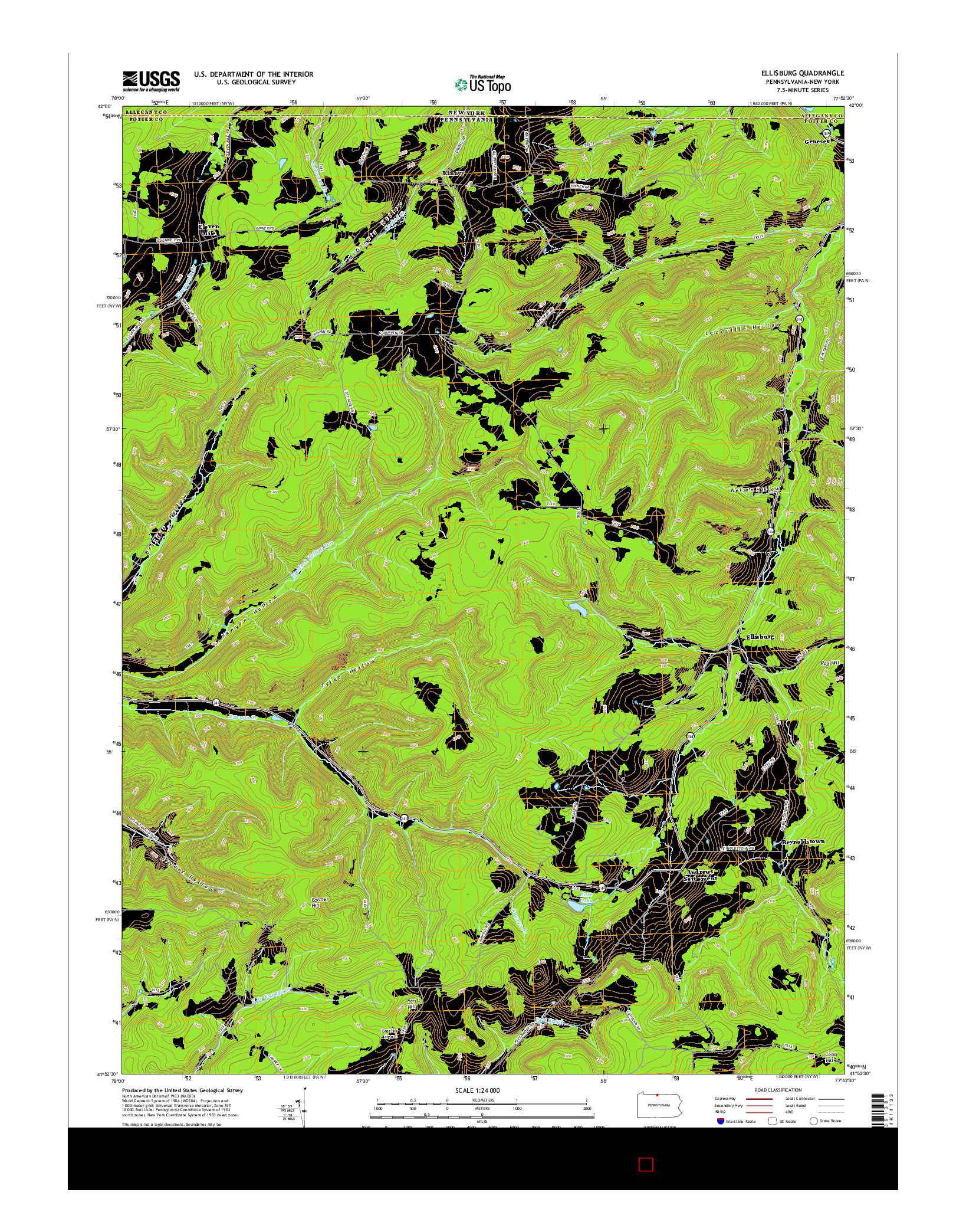 USGS US TOPO 7.5-MINUTE MAP FOR ELLISBURG, PA-NY 2016