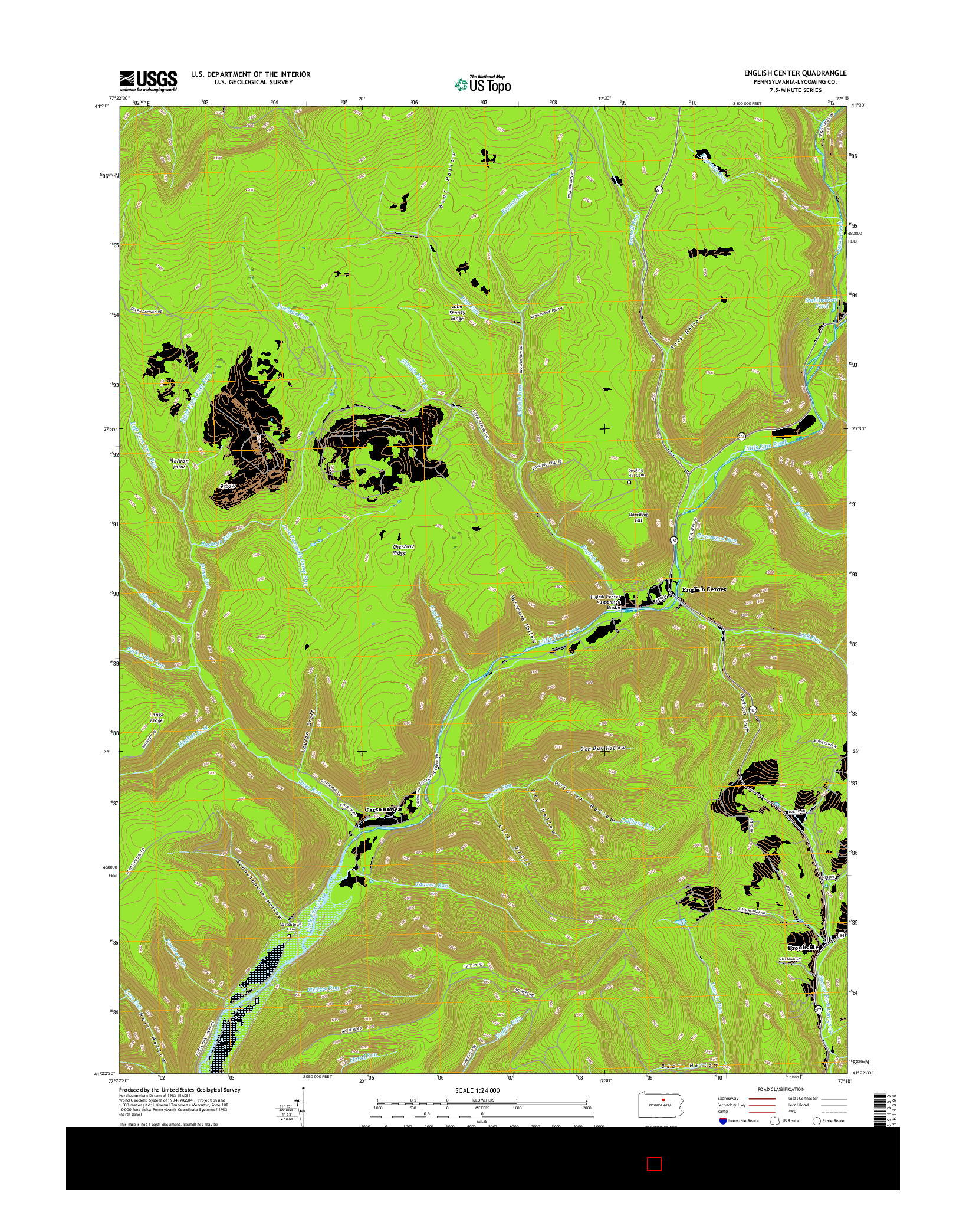 USGS US TOPO 7.5-MINUTE MAP FOR ENGLISH CENTER, PA 2016