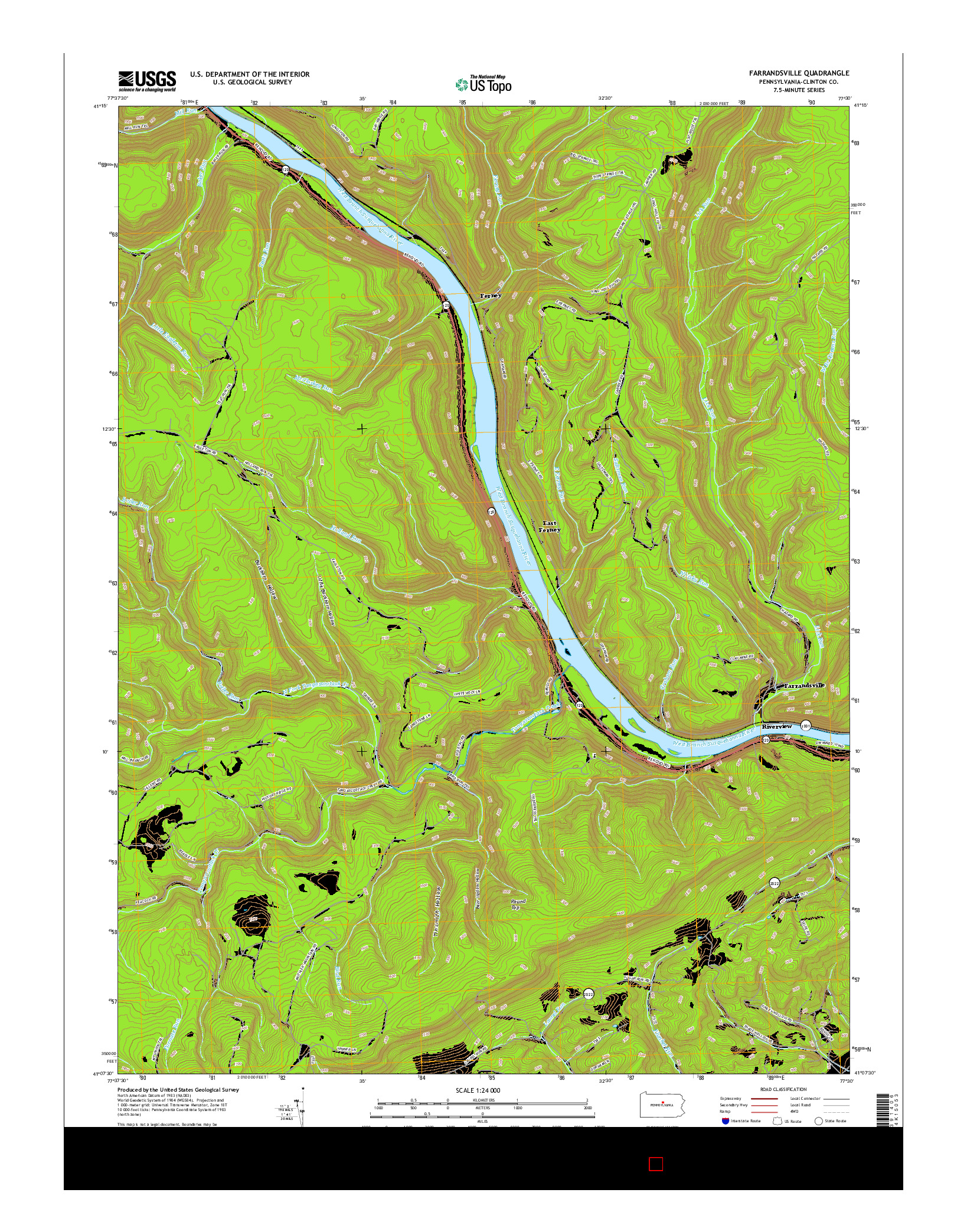 USGS US TOPO 7.5-MINUTE MAP FOR FARRANDSVILLE, PA 2016