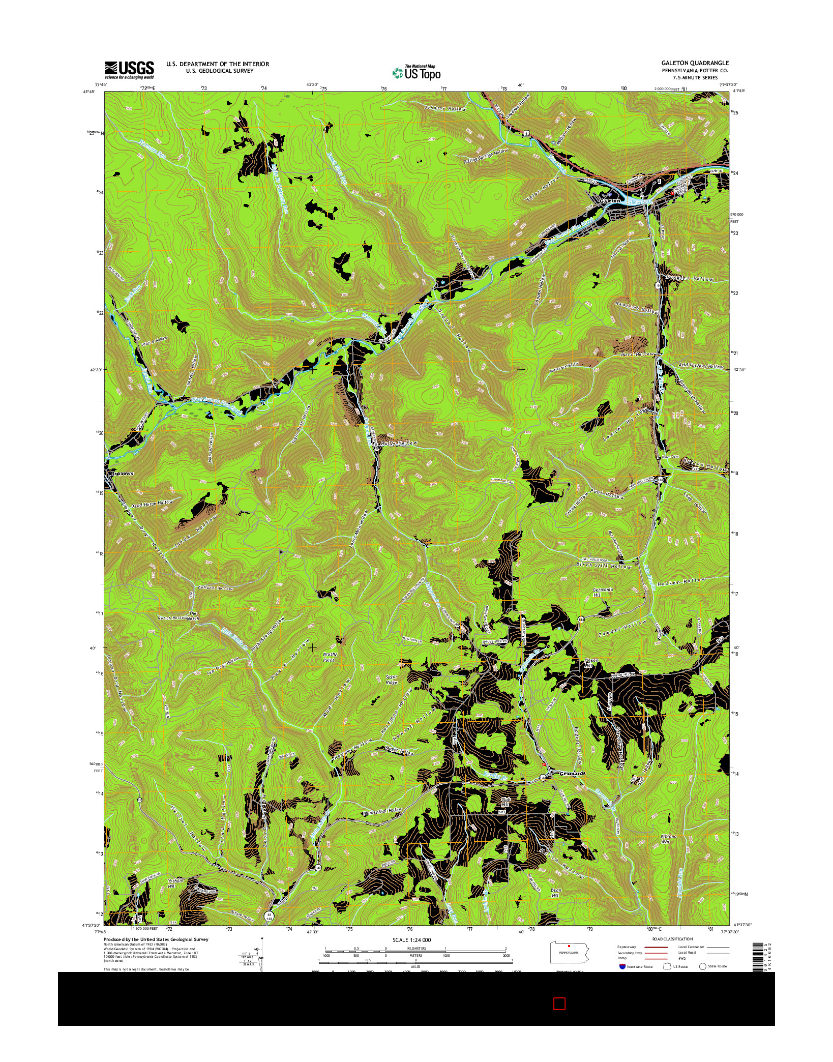 USGS US TOPO 7.5-MINUTE MAP FOR GALETON, PA 2016