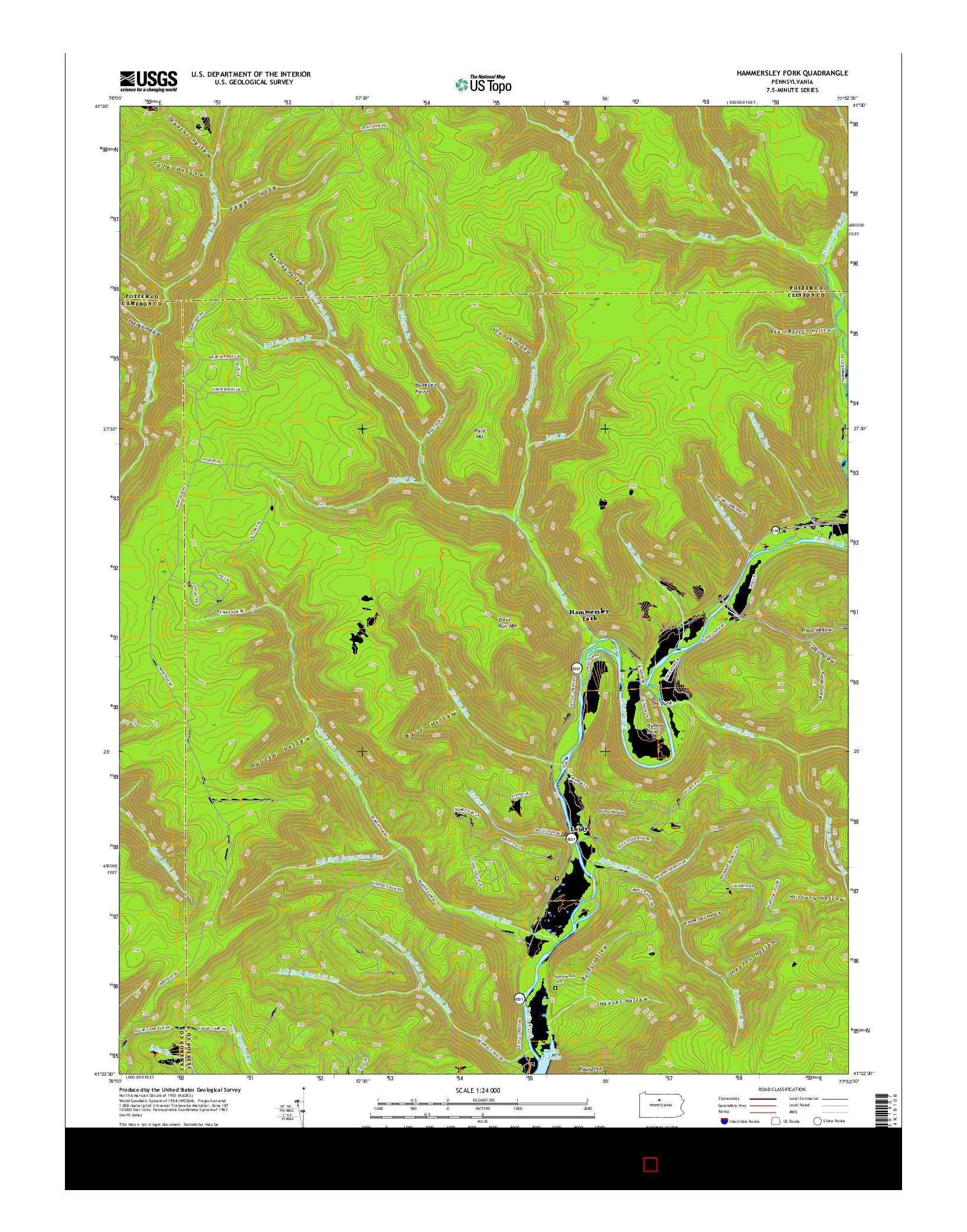 USGS US TOPO 7.5-MINUTE MAP FOR HAMMERSLEY FORK, PA 2016