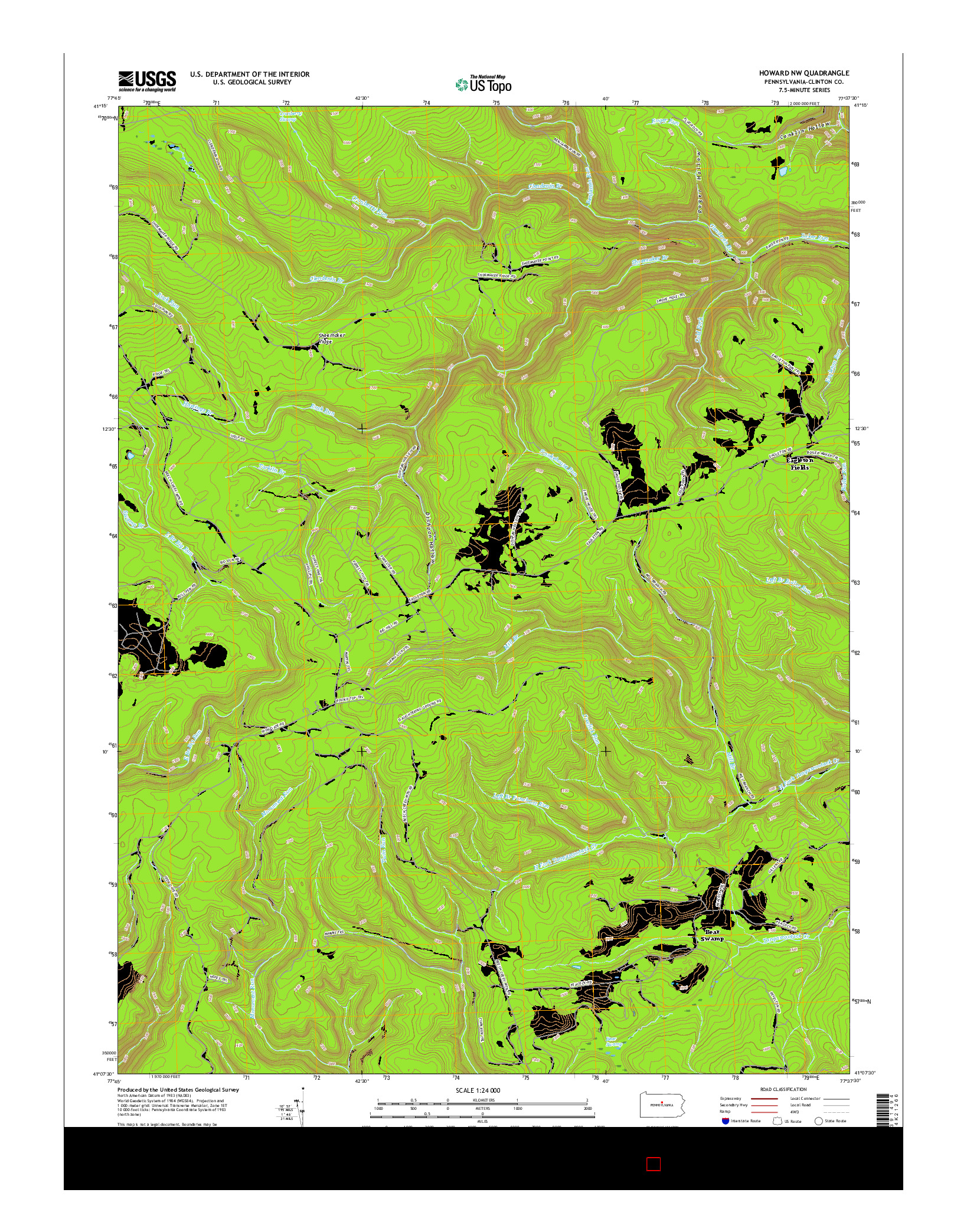 USGS US TOPO 7.5-MINUTE MAP FOR HOWARD NW, PA 2016