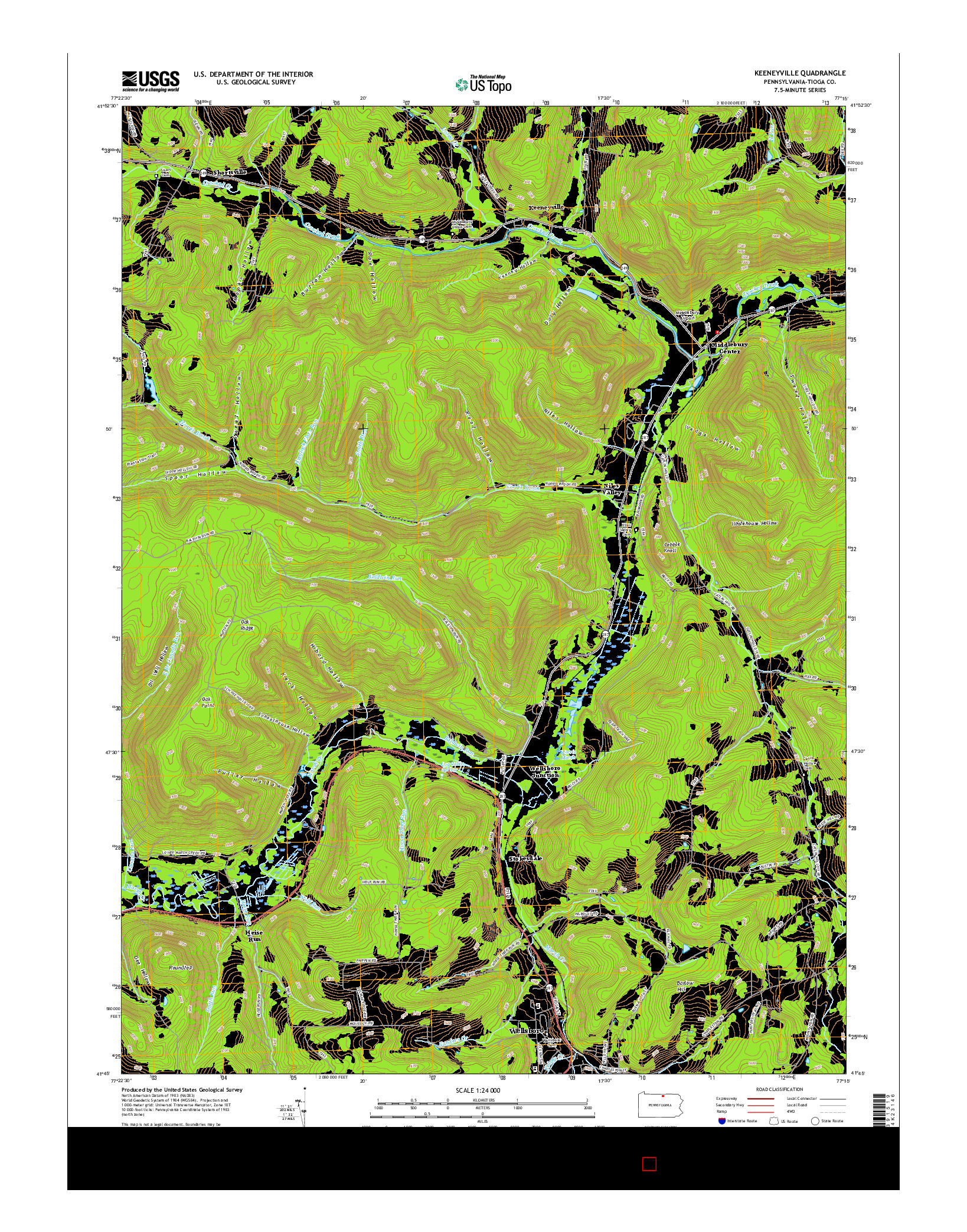USGS US TOPO 7.5-MINUTE MAP FOR KEENEYVILLE, PA 2016