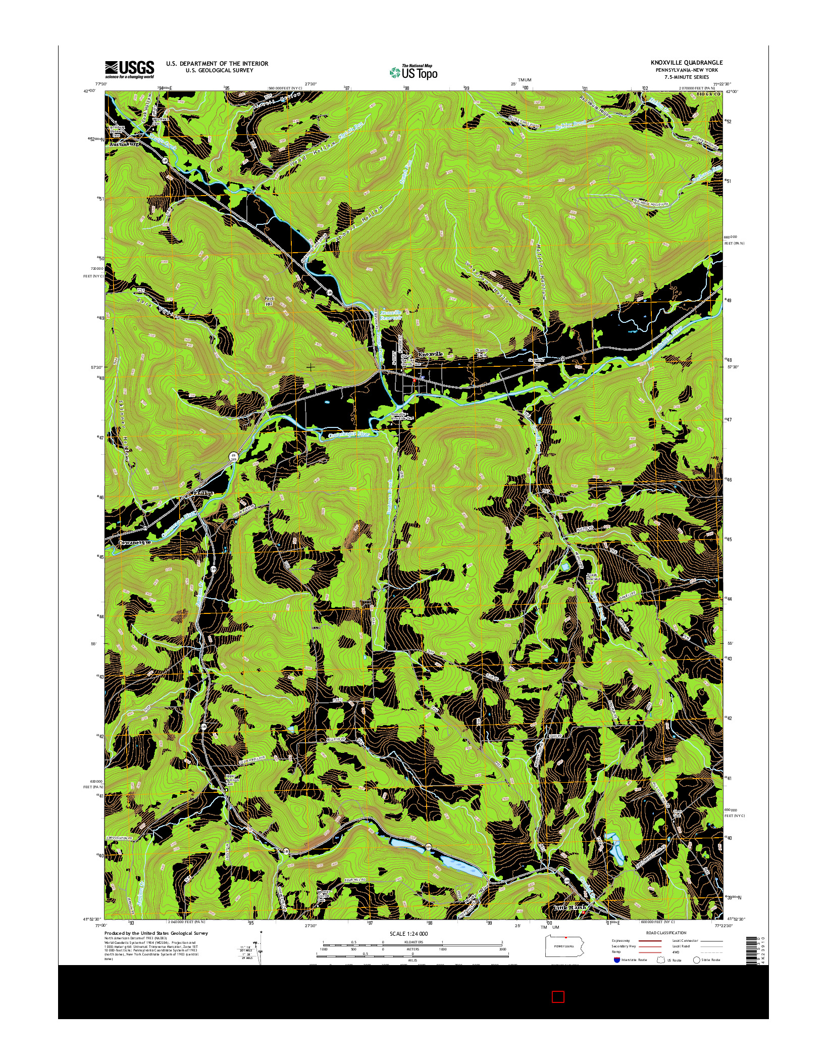 USGS US TOPO 7.5-MINUTE MAP FOR KNOXVILLE, PA-NY 2016