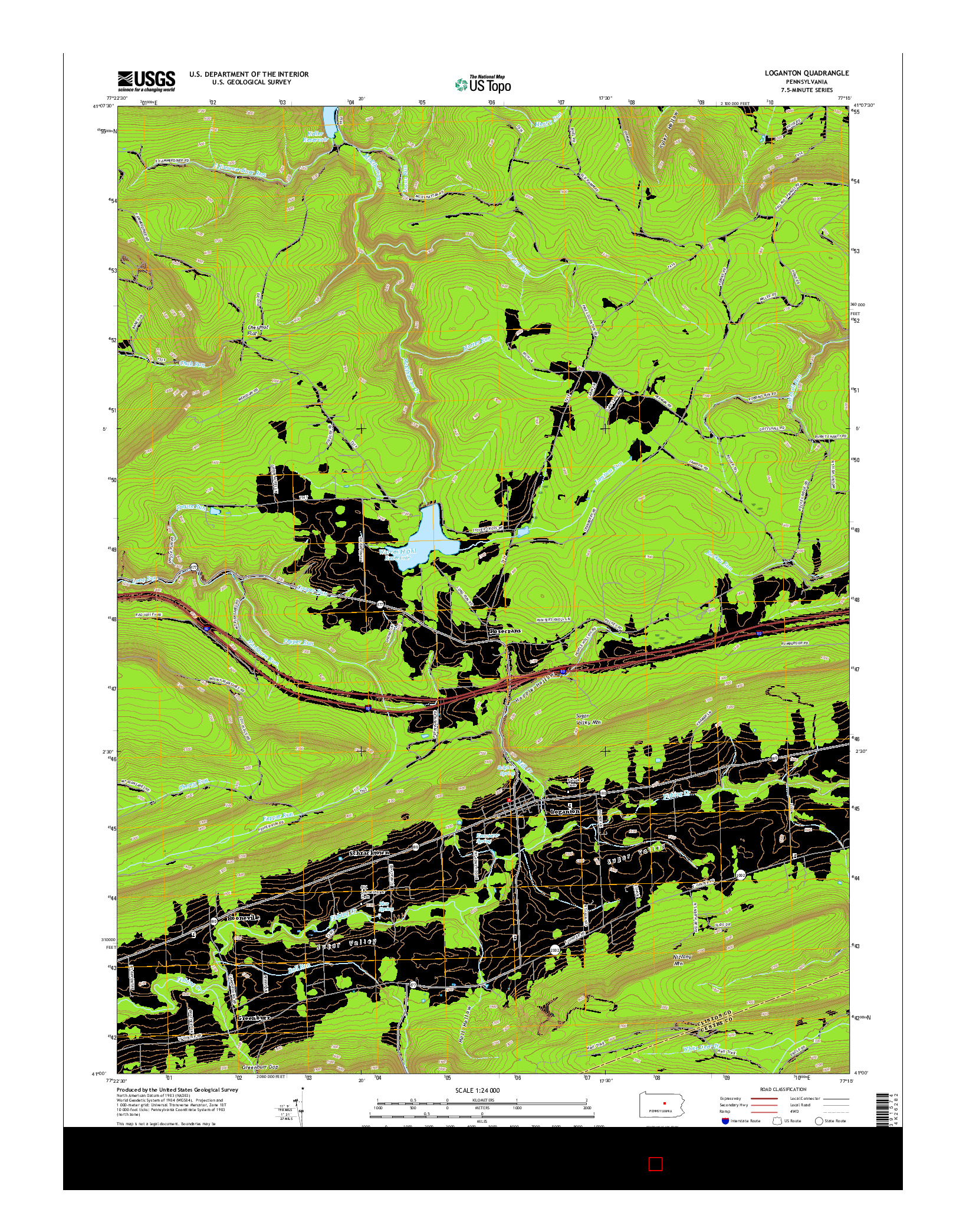 USGS US TOPO 7.5-MINUTE MAP FOR LOGANTON, PA 2016