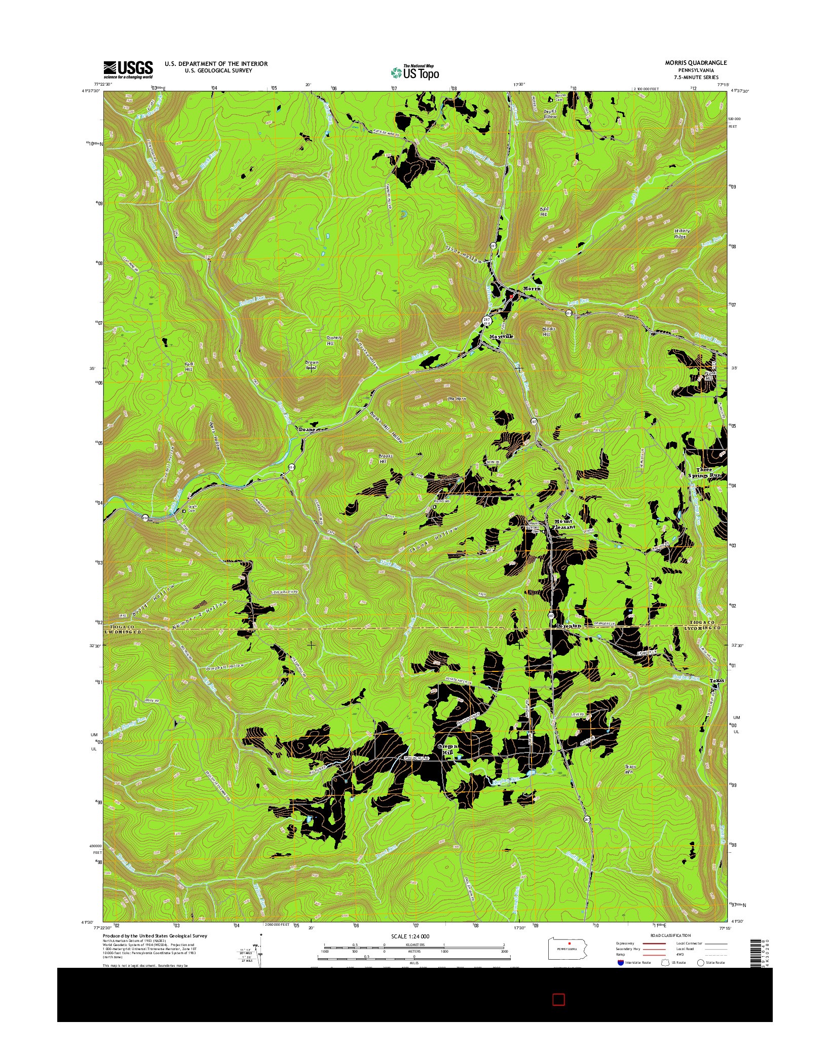 USGS US TOPO 7.5-MINUTE MAP FOR MORRIS, PA 2016