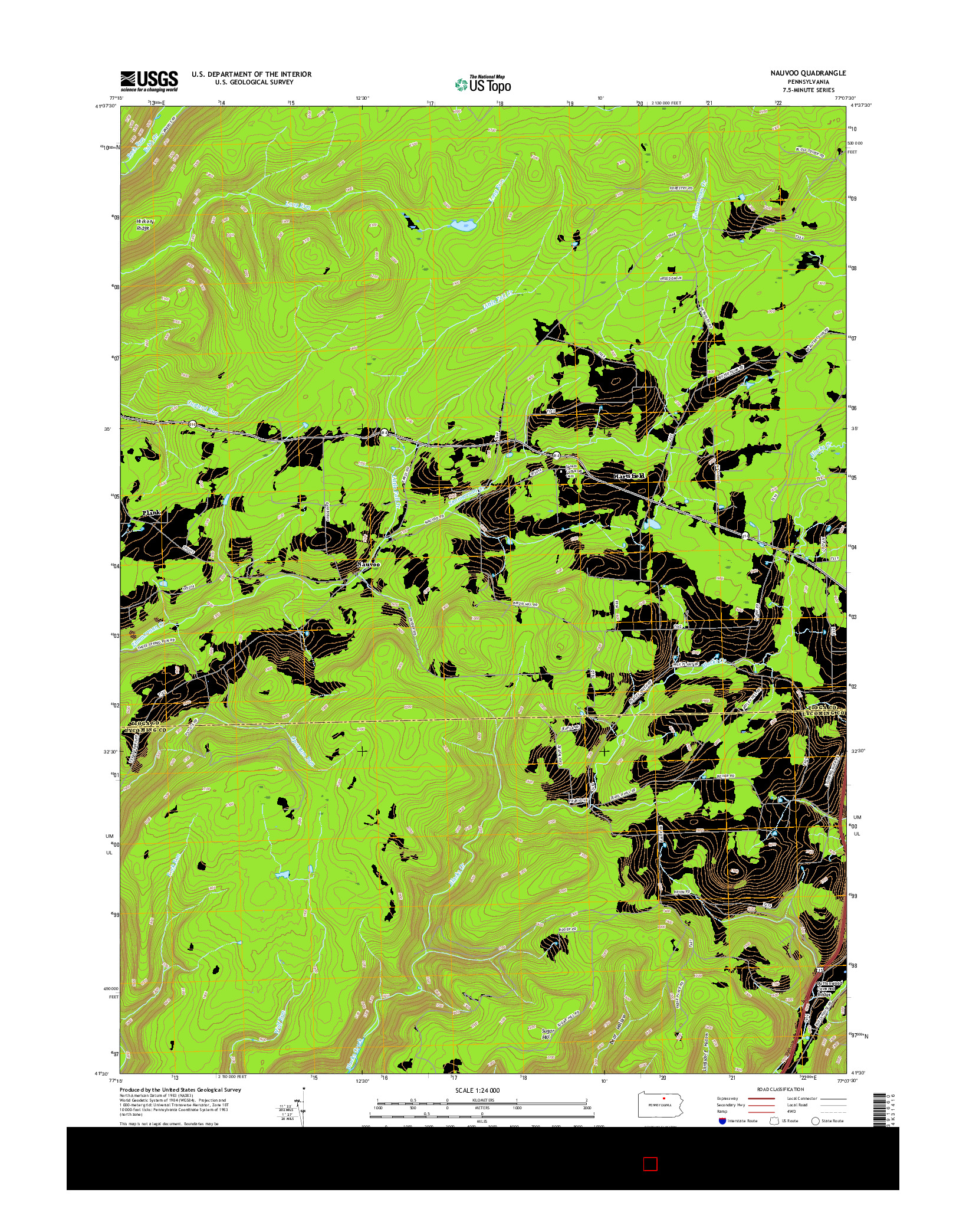 USGS US TOPO 7.5-MINUTE MAP FOR NAUVOO, PA 2016
