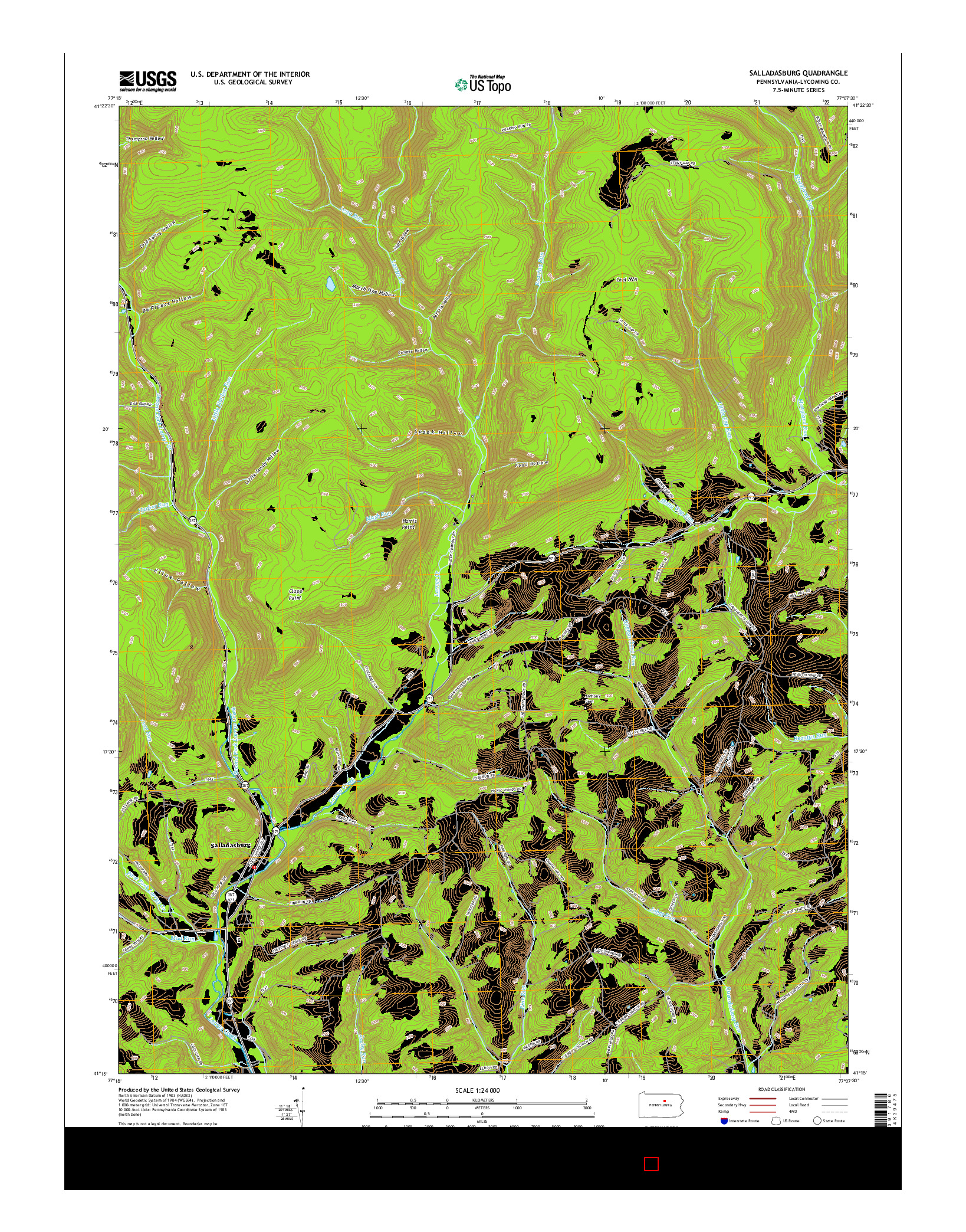 USGS US TOPO 7.5-MINUTE MAP FOR SALLADASBURG, PA 2016