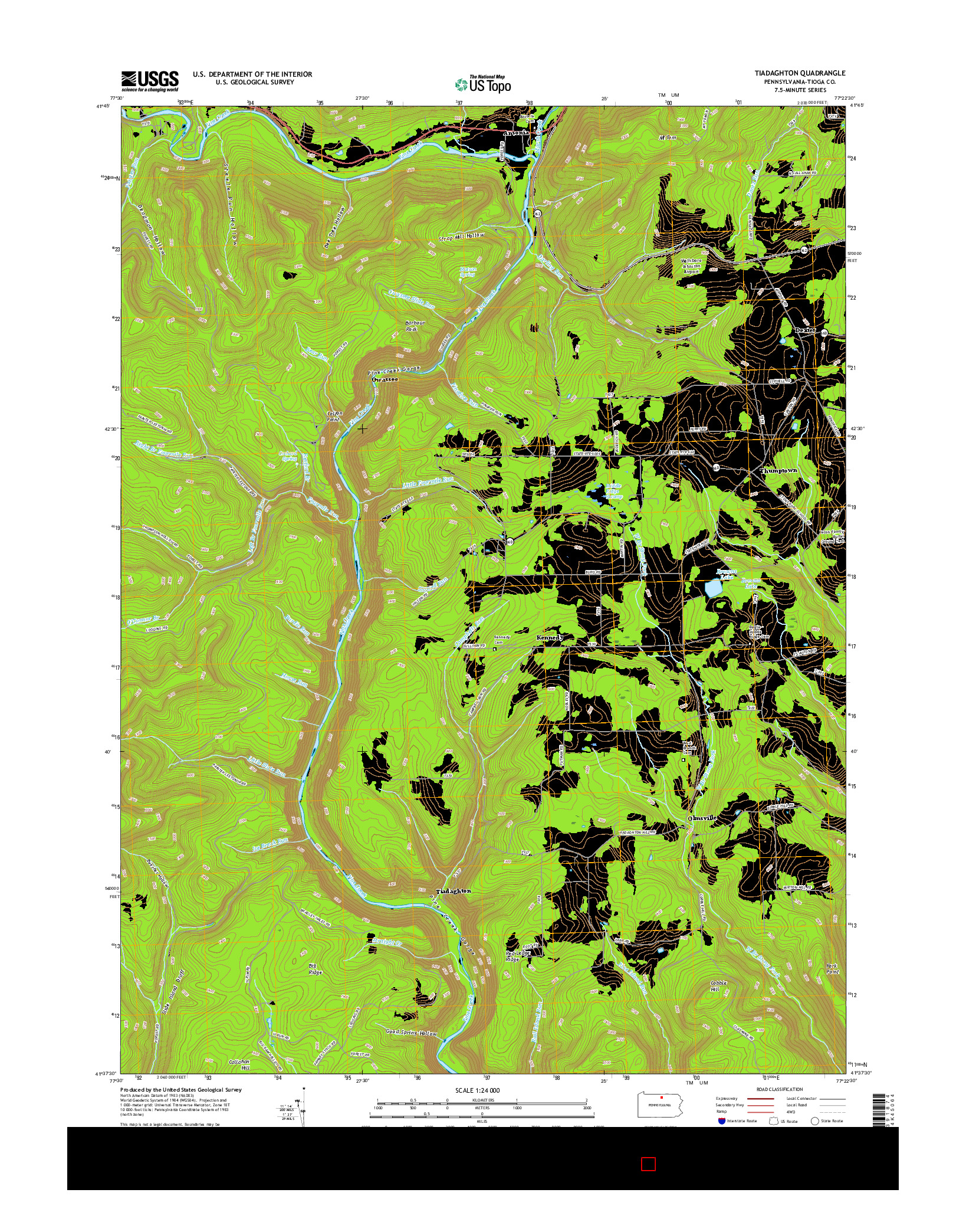 USGS US TOPO 7.5-MINUTE MAP FOR TIADAGHTON, PA 2016