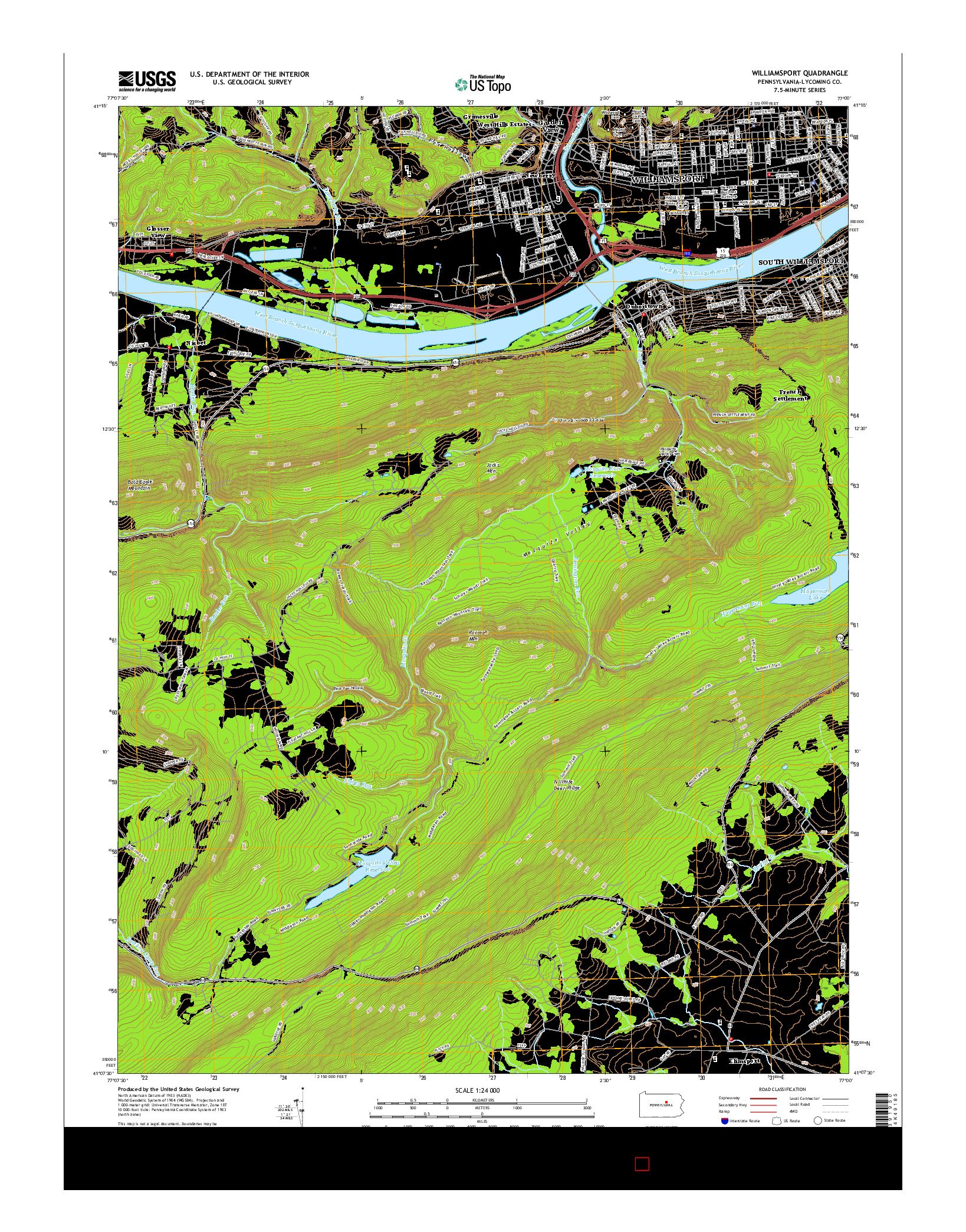 USGS US TOPO 7.5-MINUTE MAP FOR WILLIAMSPORT, PA 2016