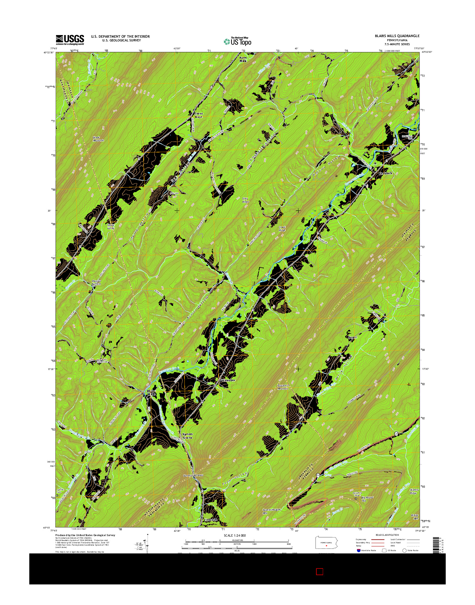 USGS US TOPO 7.5-MINUTE MAP FOR BLAIRS MILLS, PA 2016