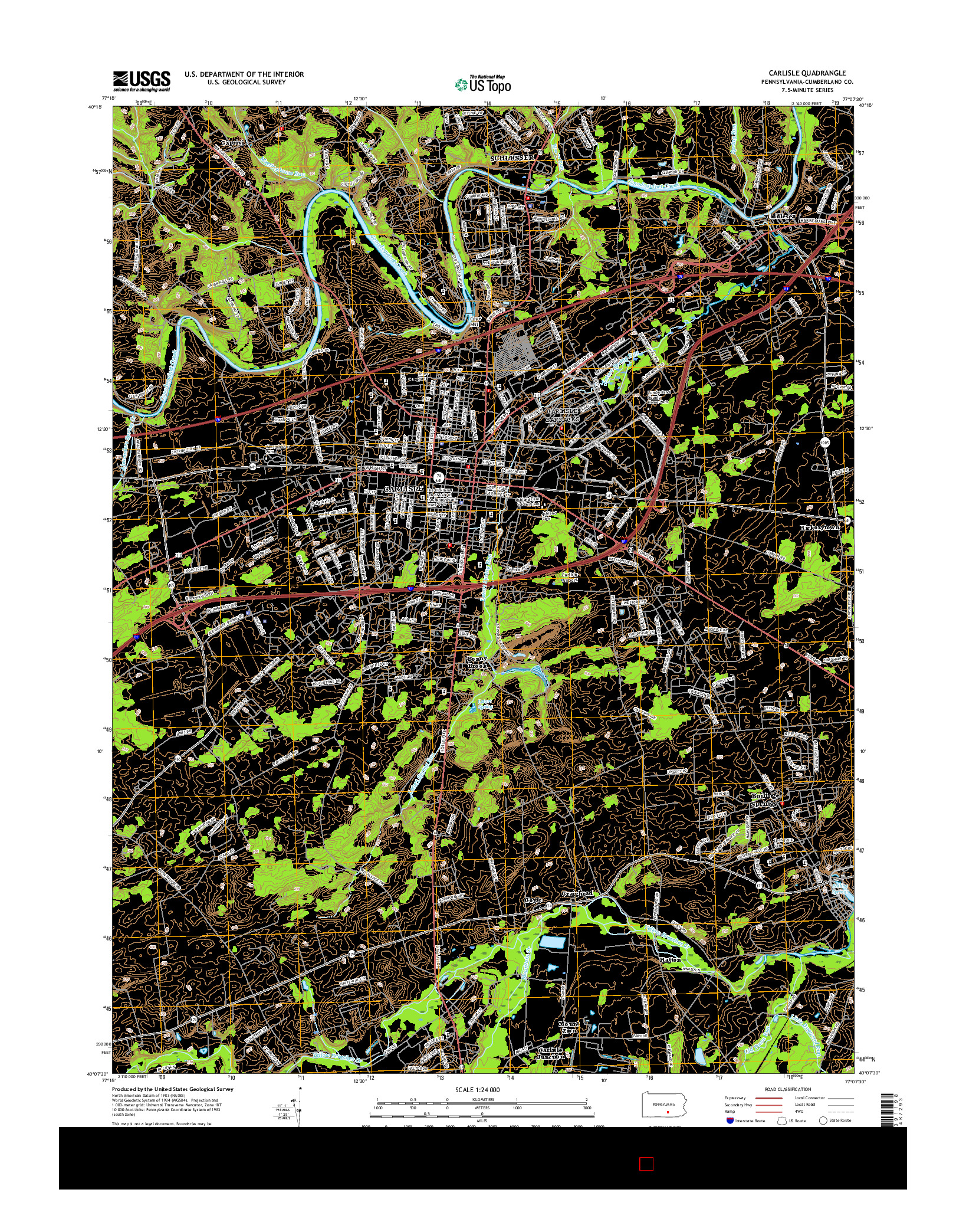 USGS US TOPO 7.5-MINUTE MAP FOR CARLISLE, PA 2016