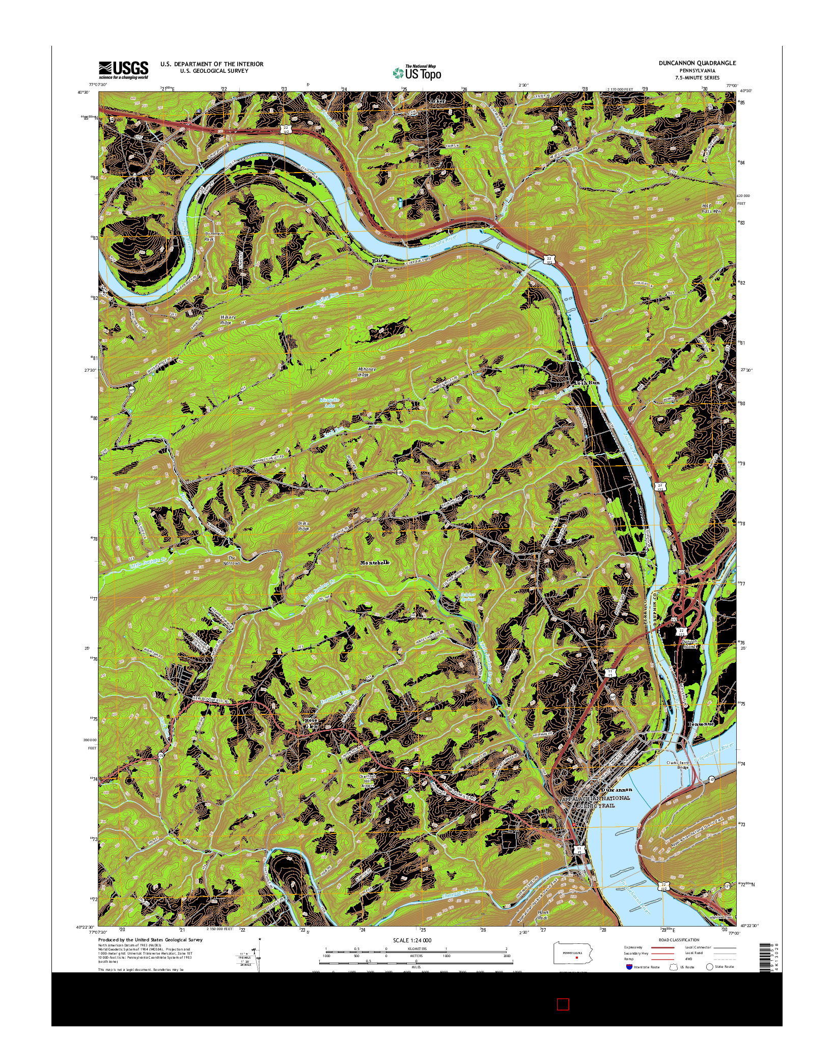 USGS US TOPO 7.5-MINUTE MAP FOR DUNCANNON, PA 2016