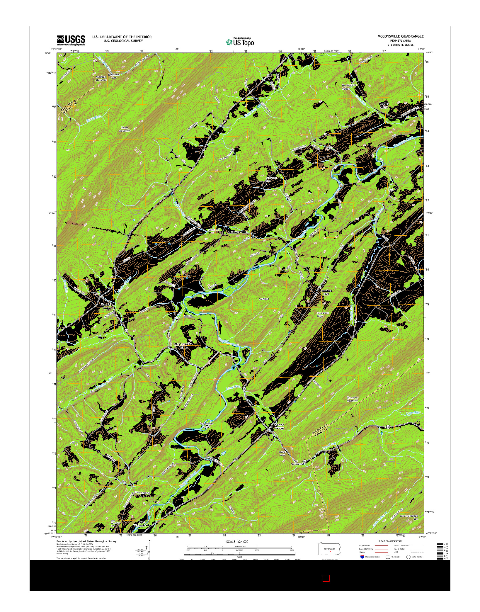 USGS US TOPO 7.5-MINUTE MAP FOR MCCOYSVILLE, PA 2016