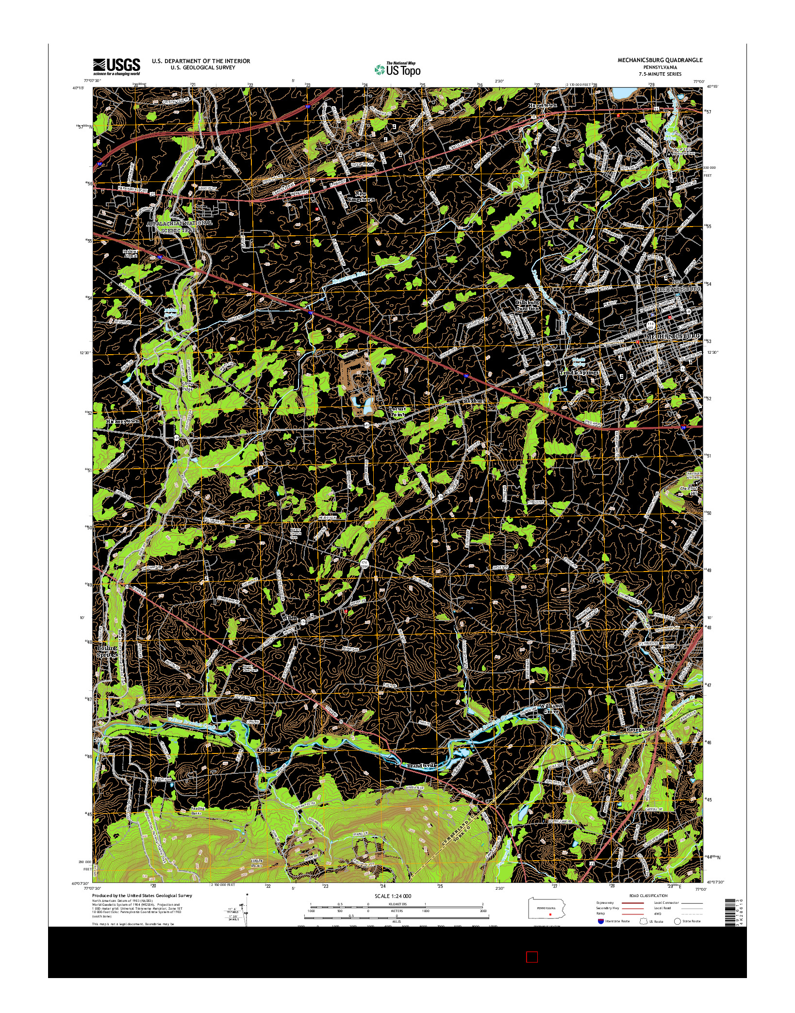 USGS US TOPO 7.5-MINUTE MAP FOR MECHANICSBURG, PA 2016