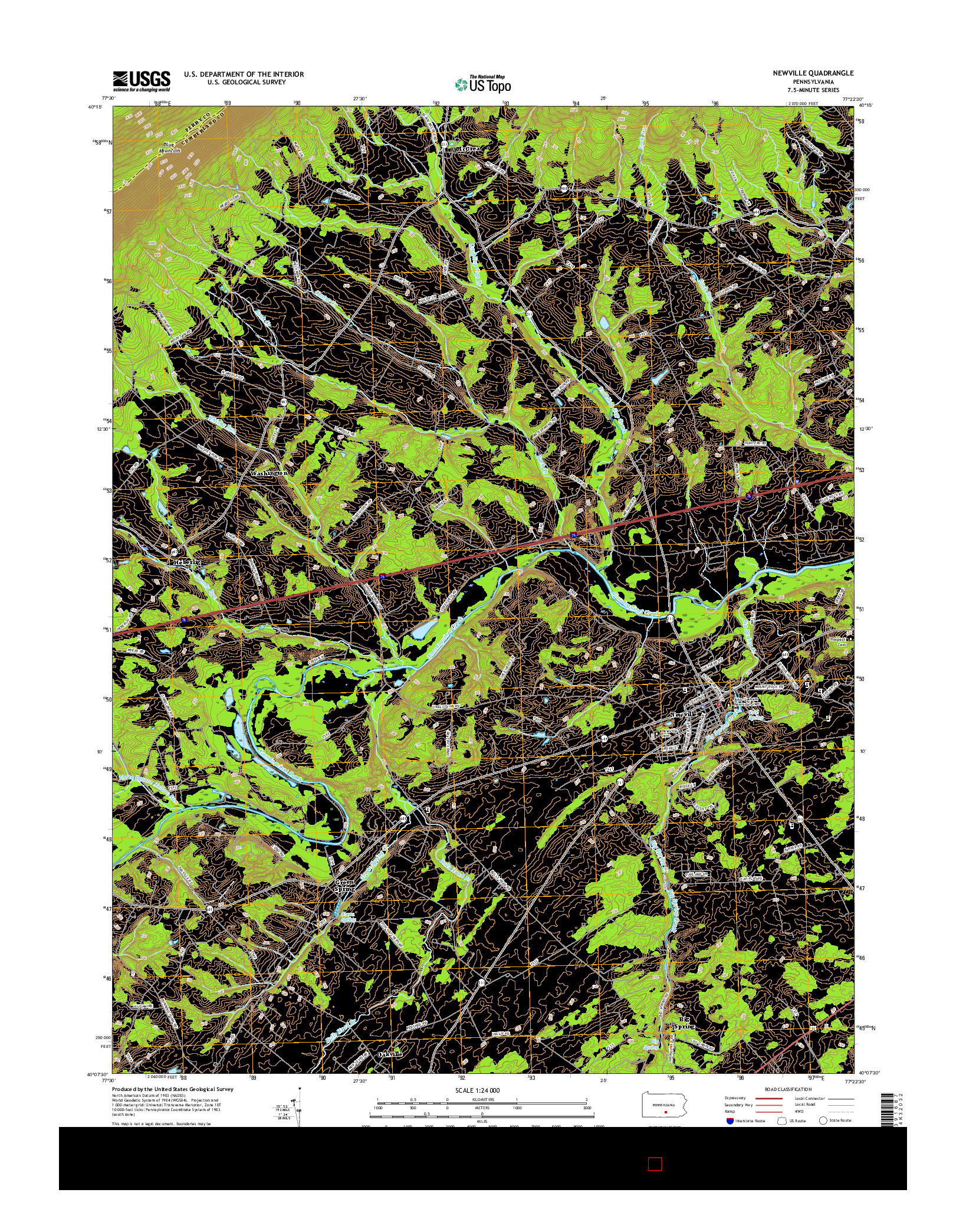 USGS US TOPO 7.5-MINUTE MAP FOR NEWVILLE, PA 2016