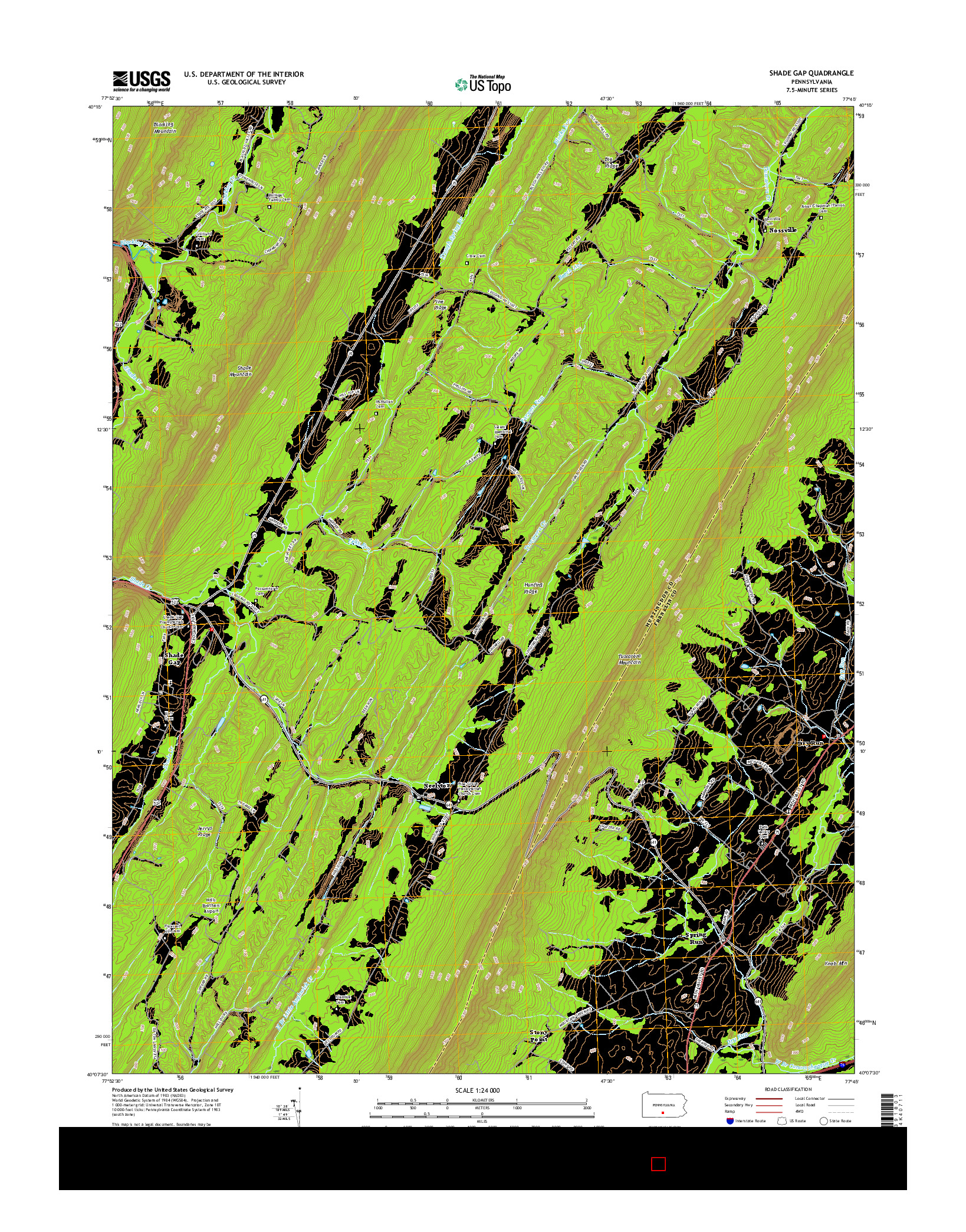 USGS US TOPO 7.5-MINUTE MAP FOR SHADE GAP, PA 2016